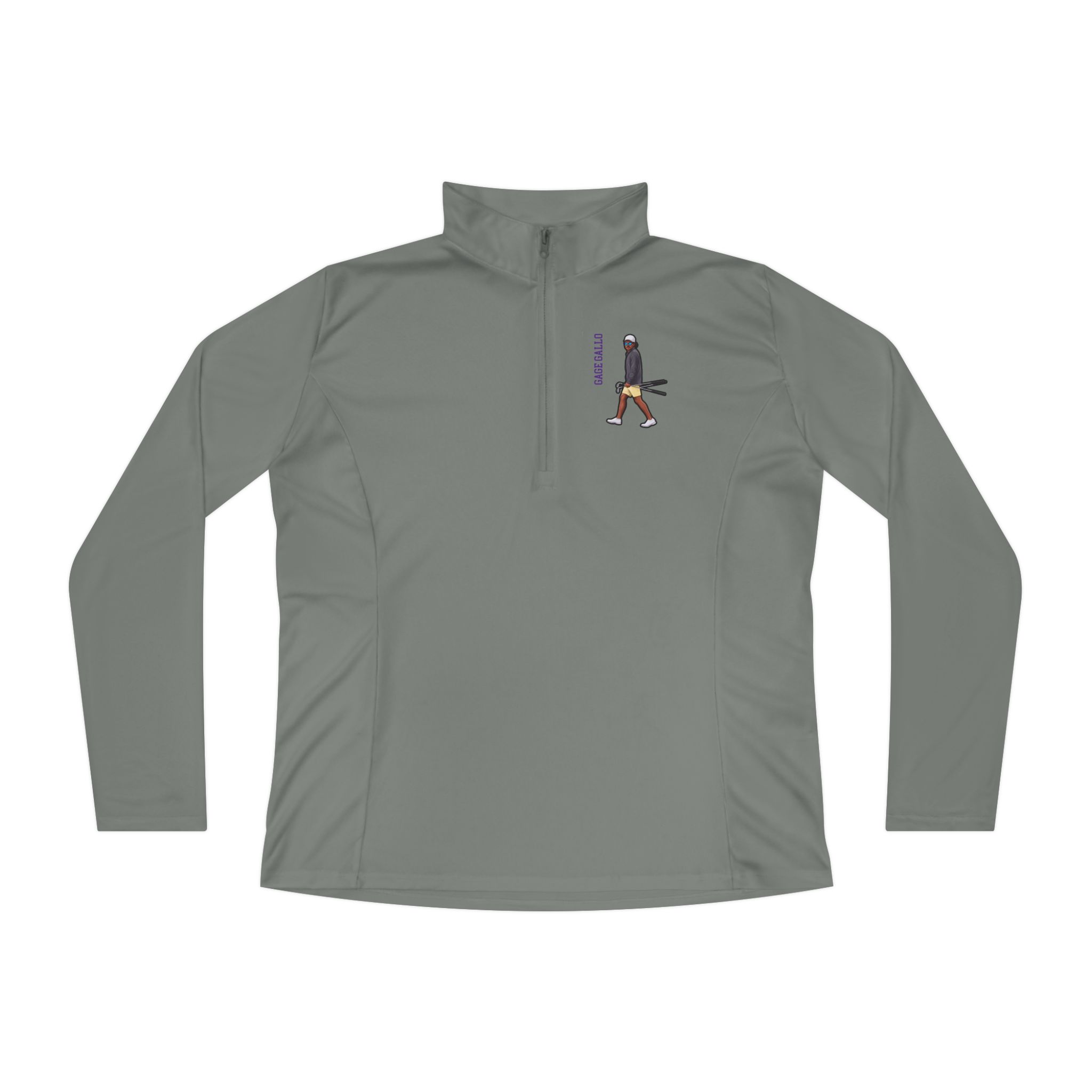 Women's Q-Zip Pullover — character_name_vertical in Grey
