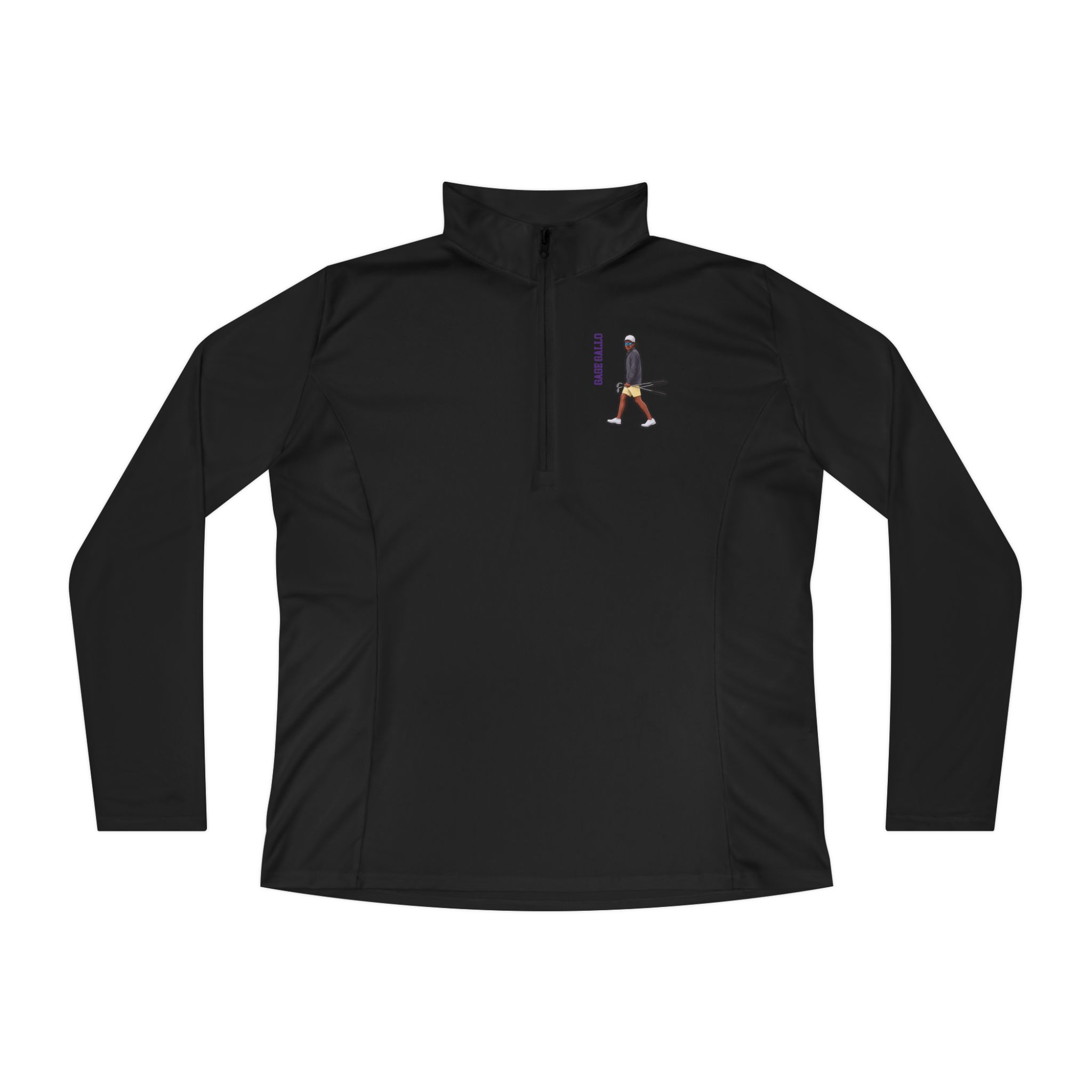 Women's Q-Zip Pullover — character_name_vertical in Black