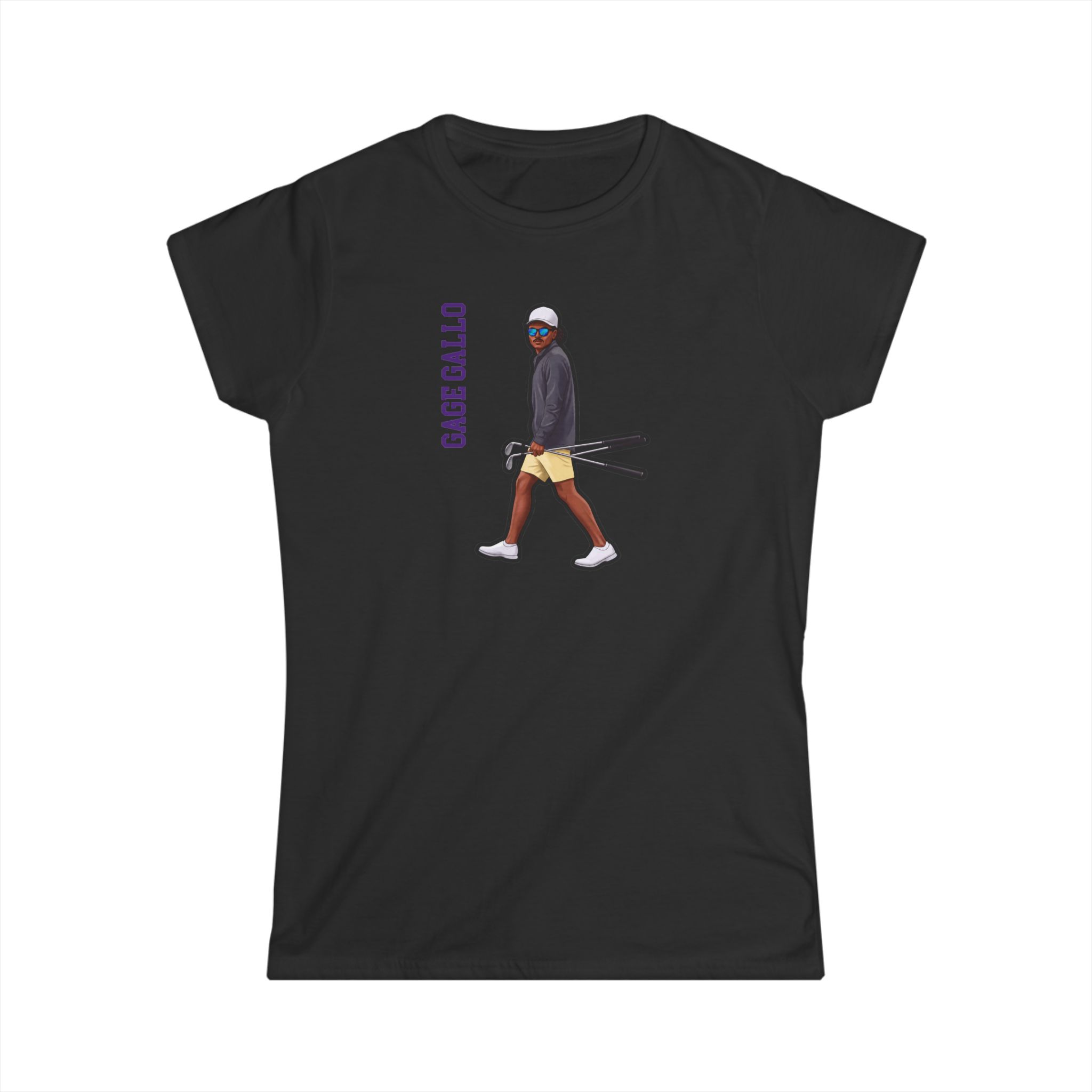 Women's Softstyle Tee — character_name_vertical in Black