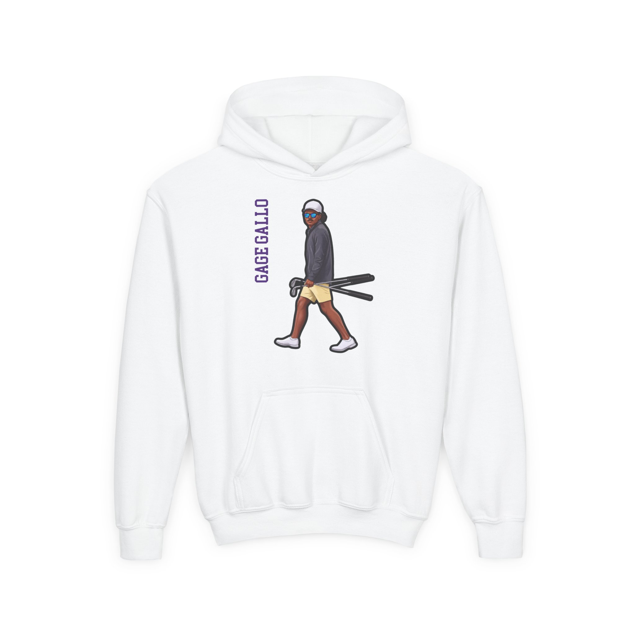 Youth Hoodie — character_name_vertical in White