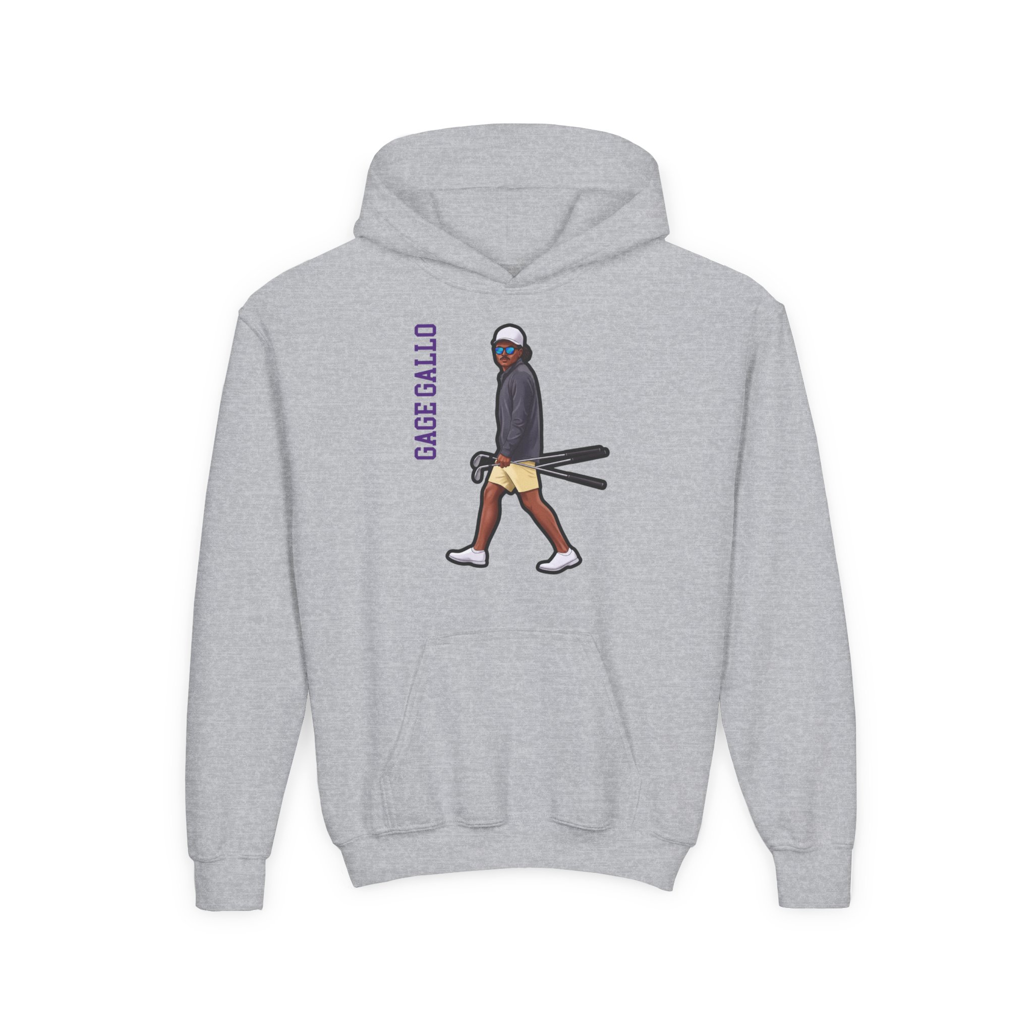 Youth Hoodie — character_name_vertical in Grey