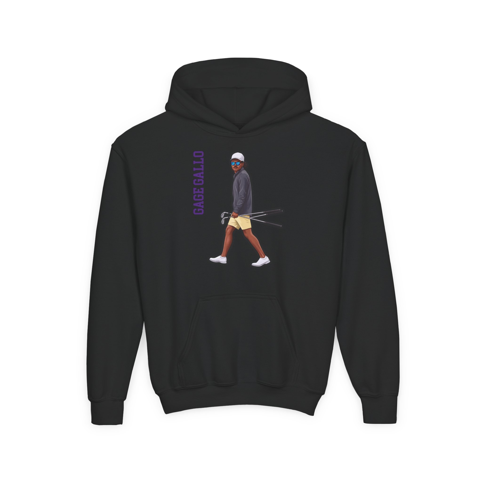 Youth Hoodie — character_name_vertical in Black