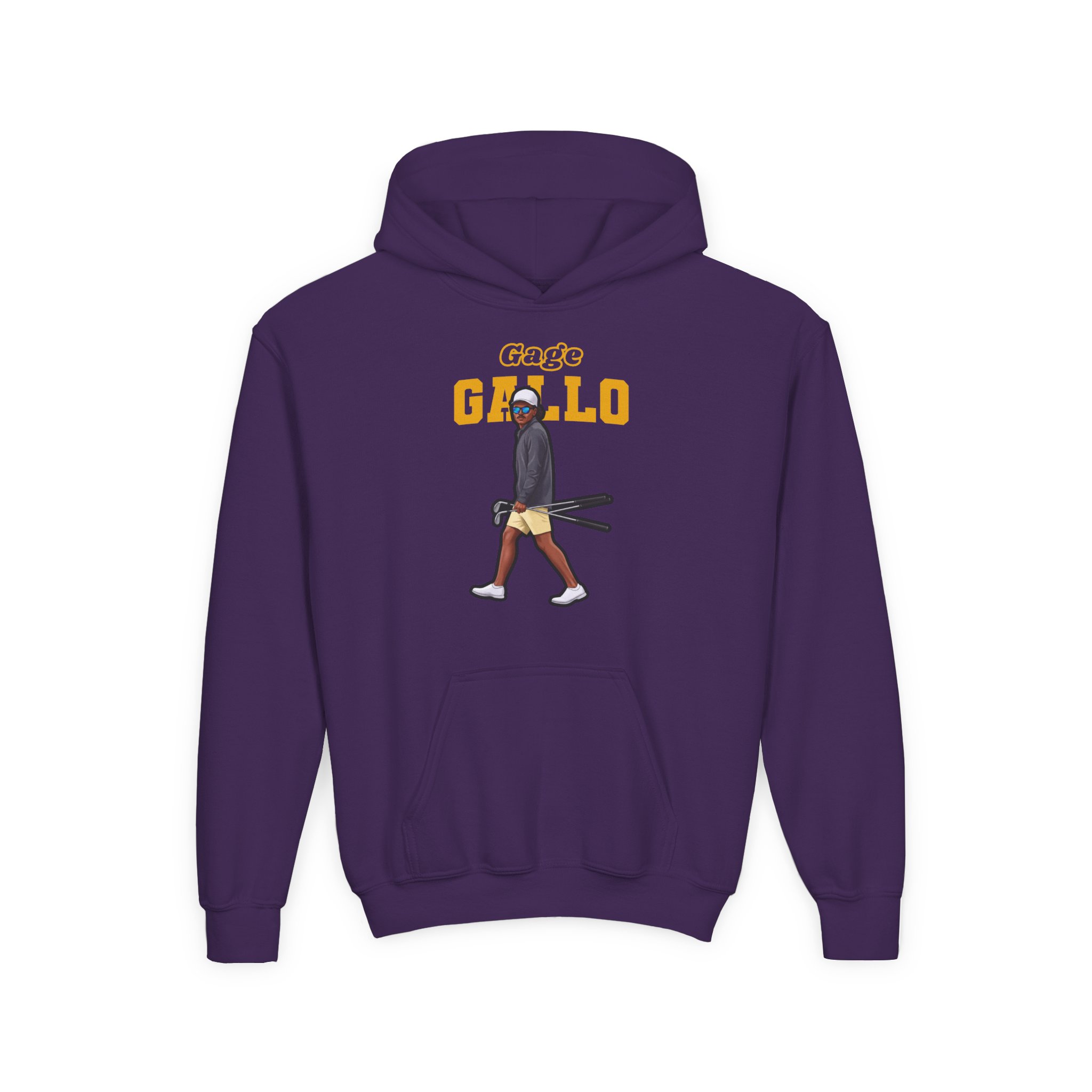 Youth Hoodie — character_name_arch in Purple