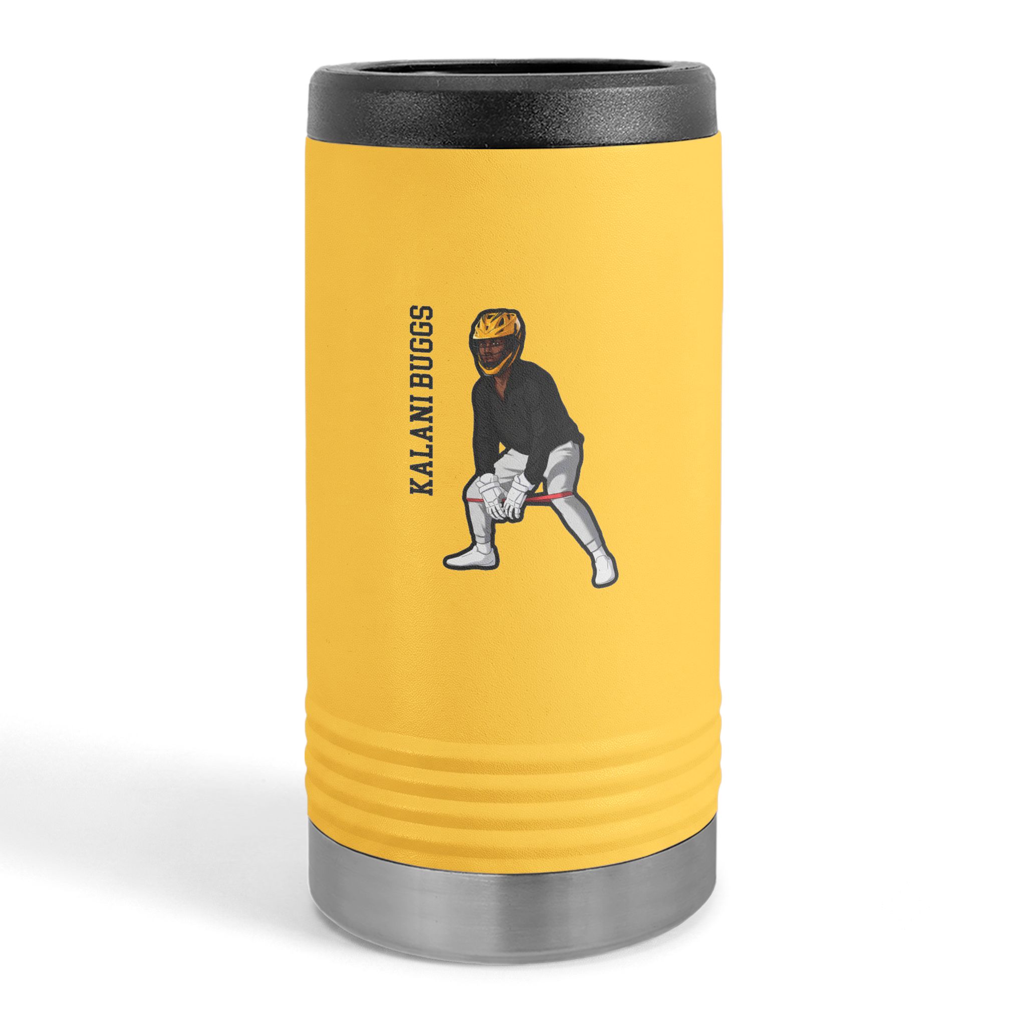 Slim Stainless Can Cooler — character_name_vertical in Yellow