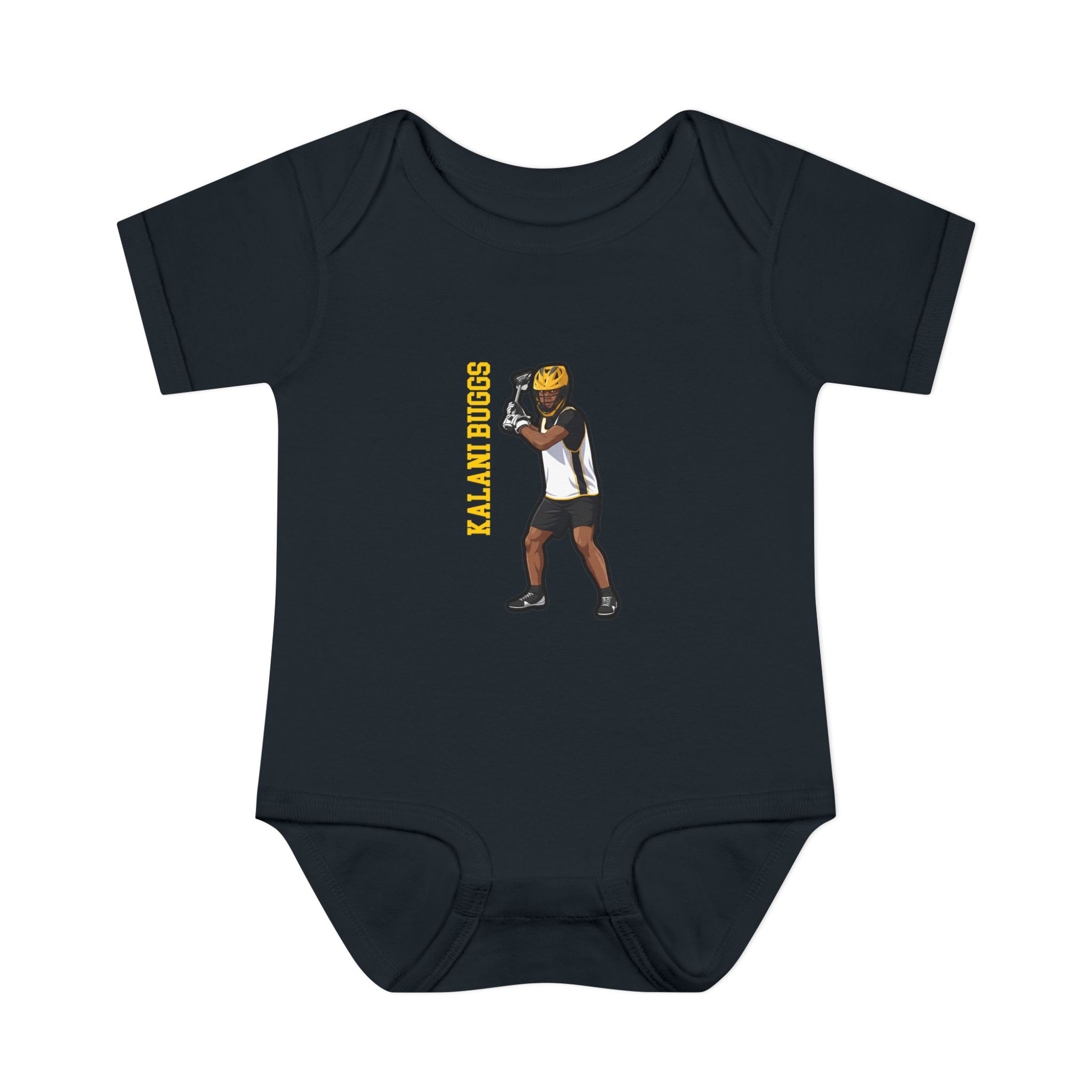 Baby Onesie — character_name_vertical in Black