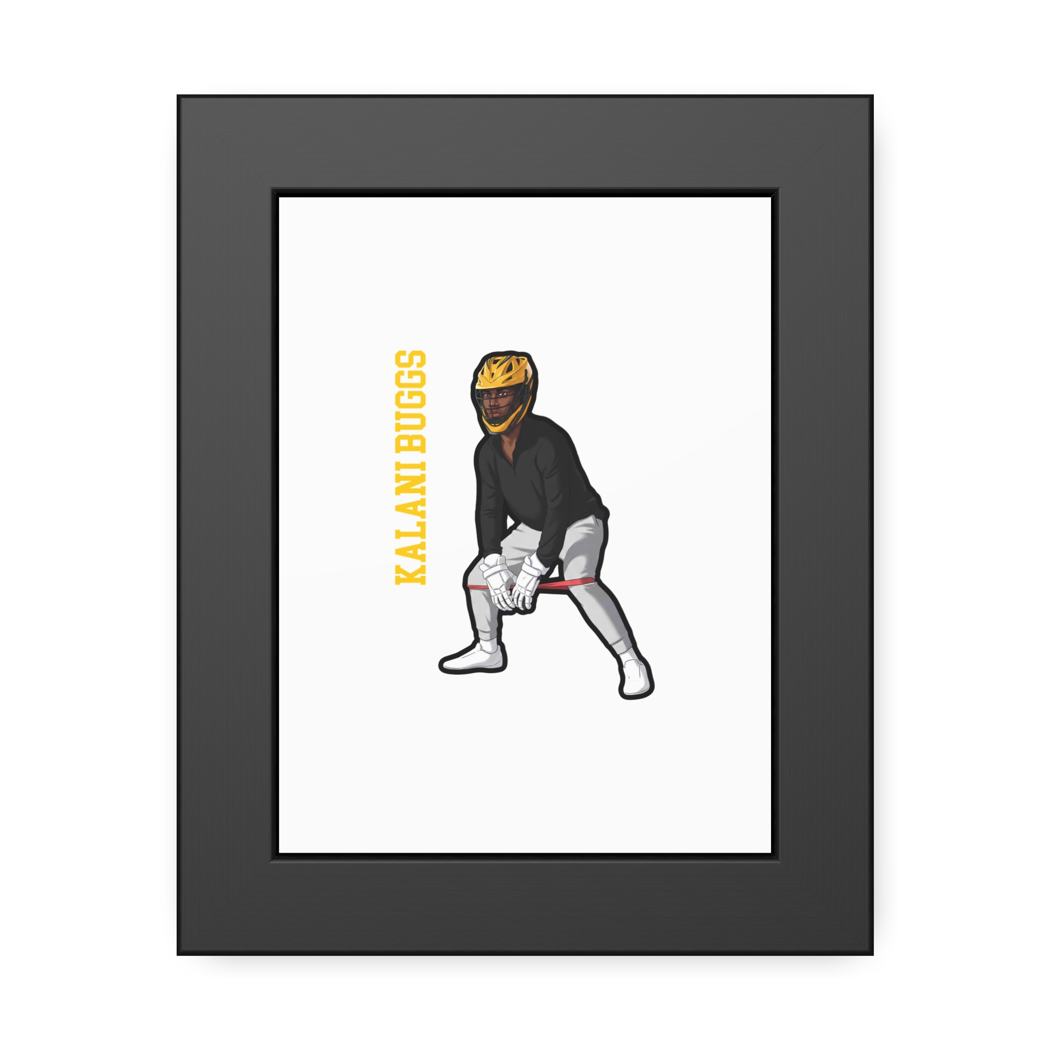 Framed Poster — character_name_vertical in Black
