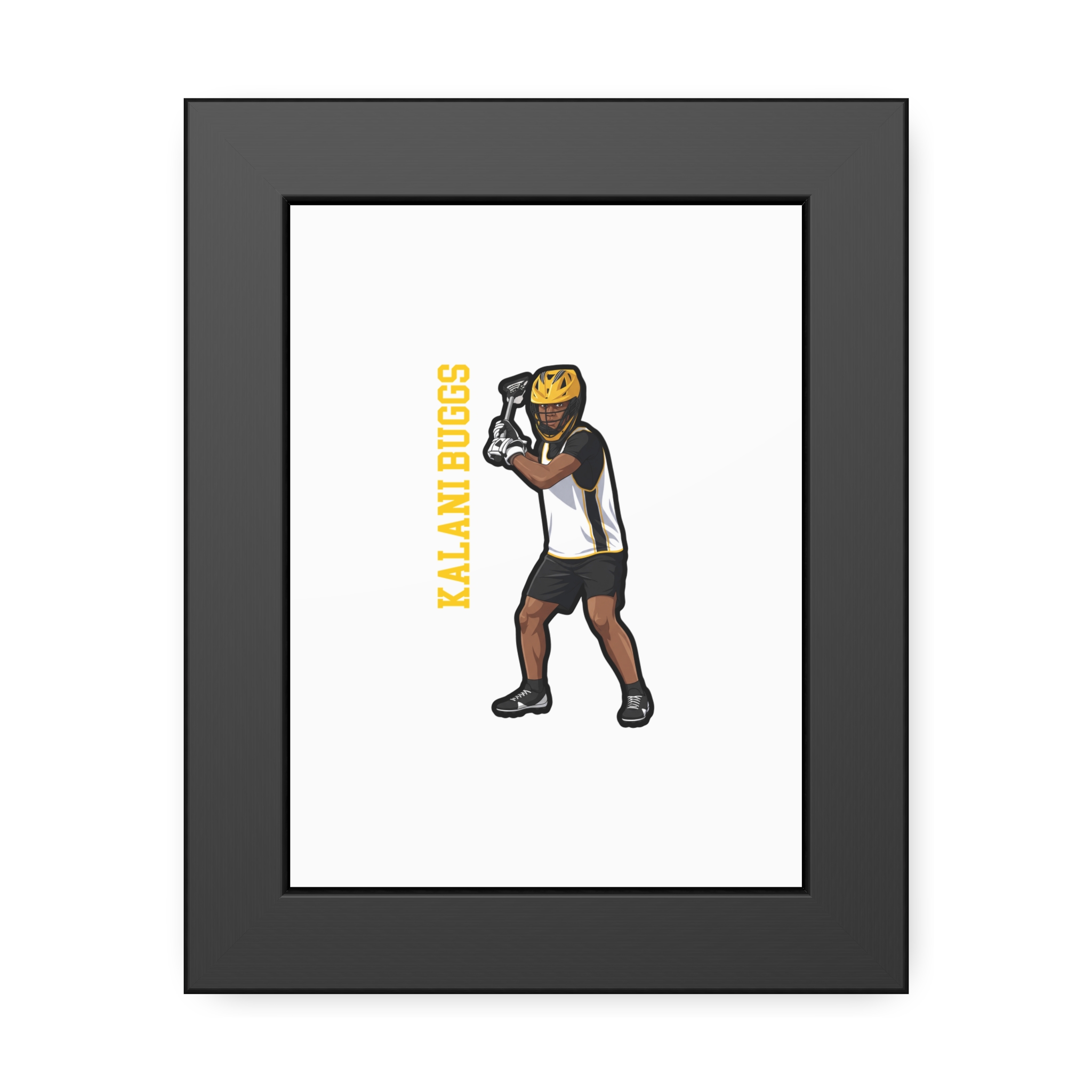 Framed Poster — character_name_vertical in Black