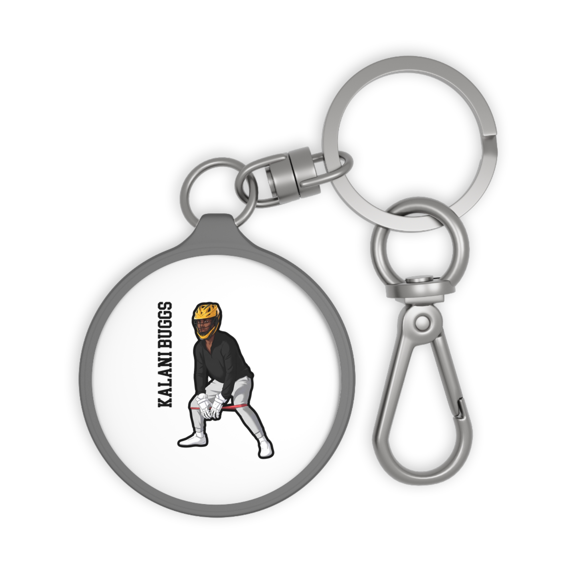 Keychain — character_name_vertical in Grey