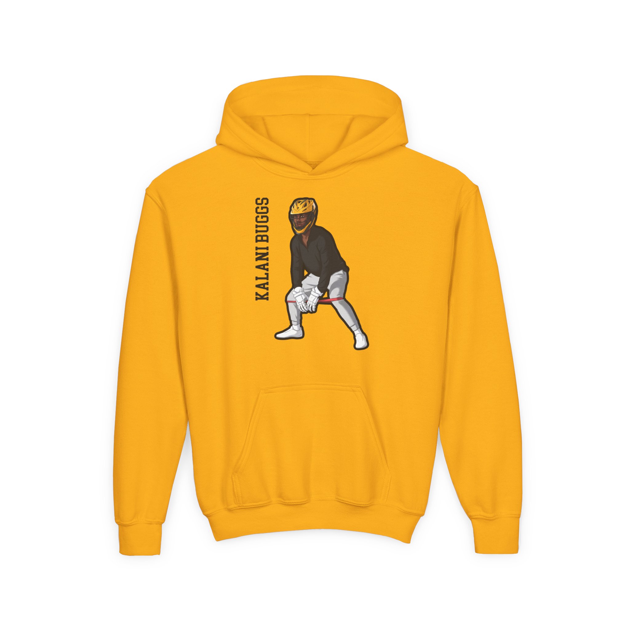 Youth Hoodie — character_name_vertical in Gold