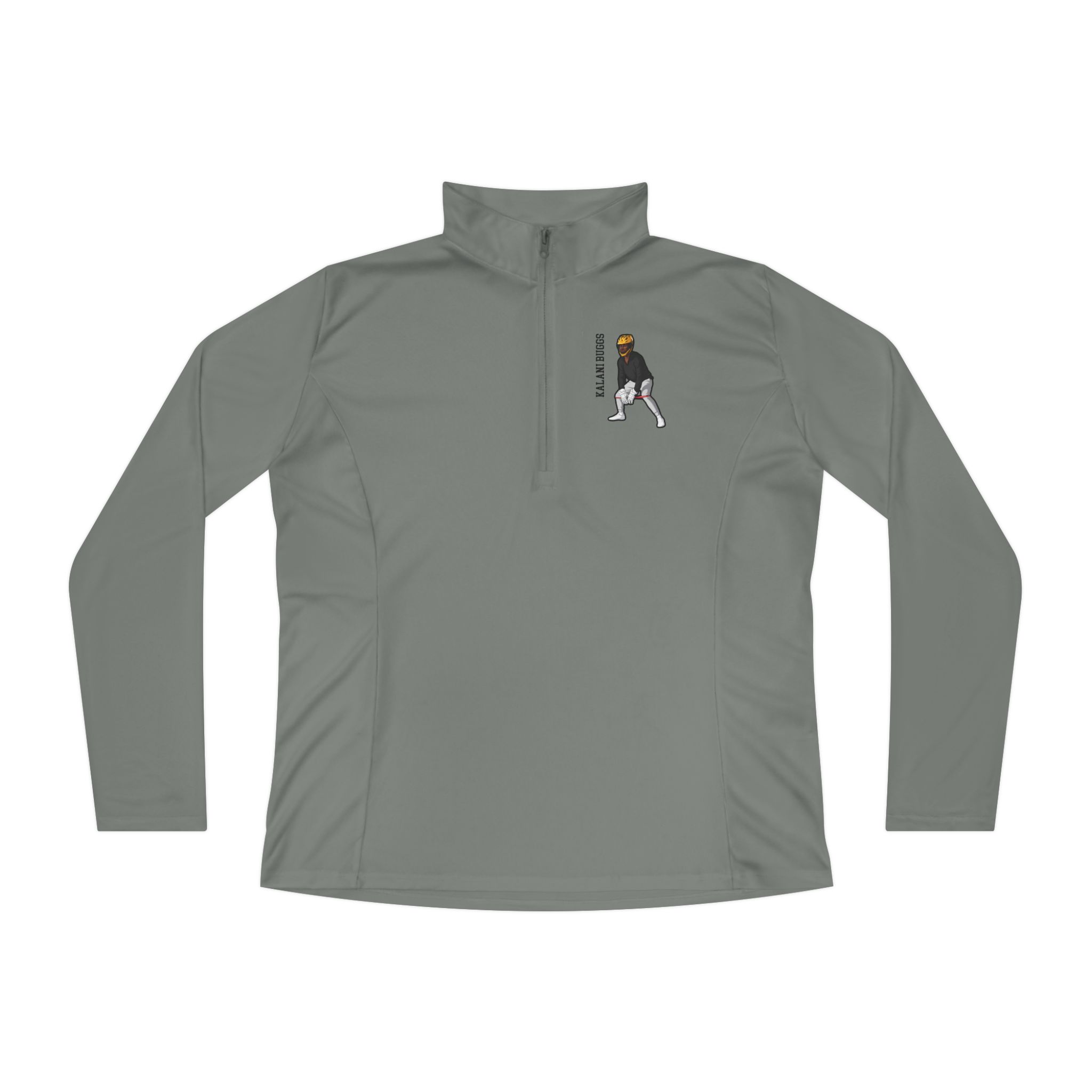 Women's Q-Zip Pullover — character_name_vertical in Grey