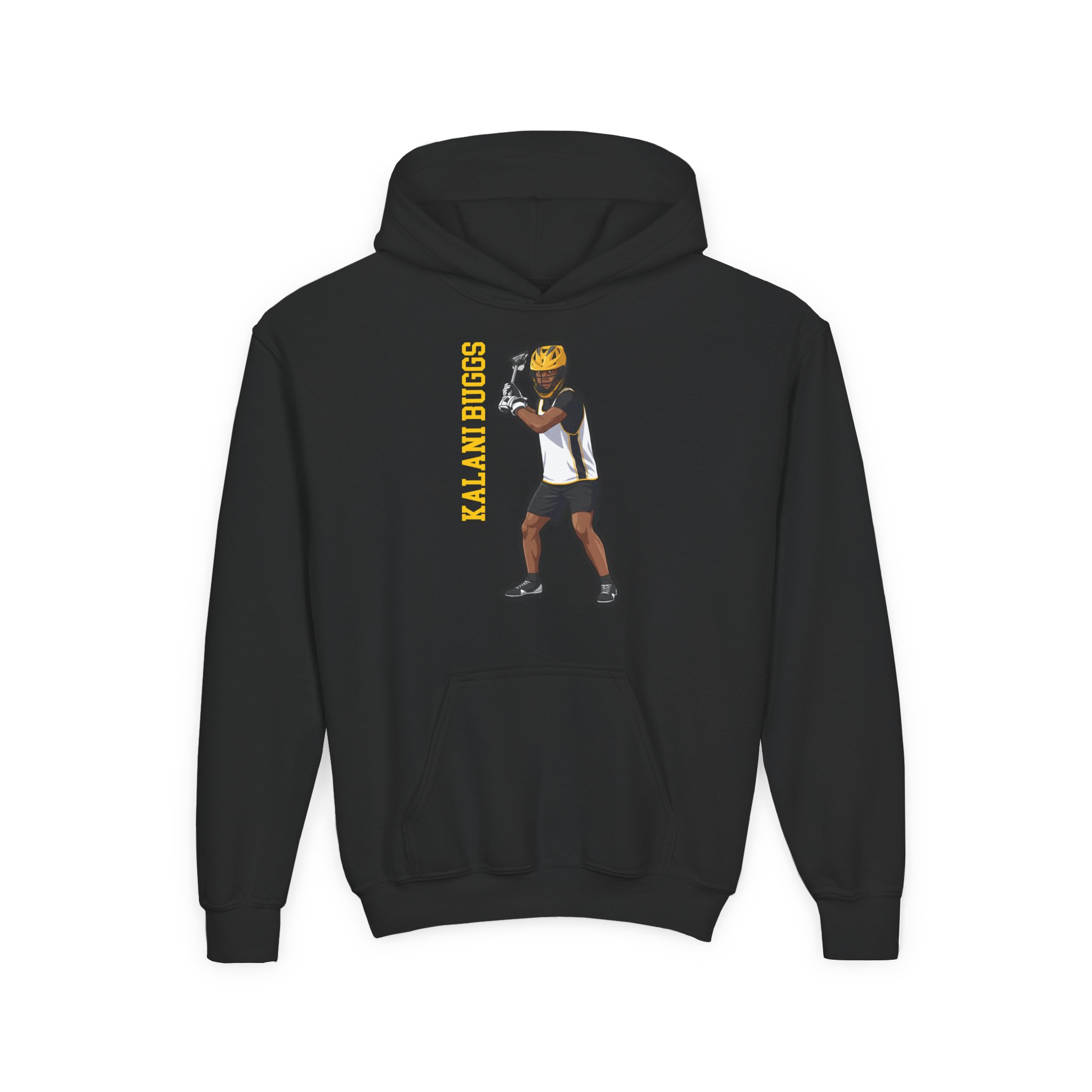 Youth Hoodie — character_name_vertical in Black
