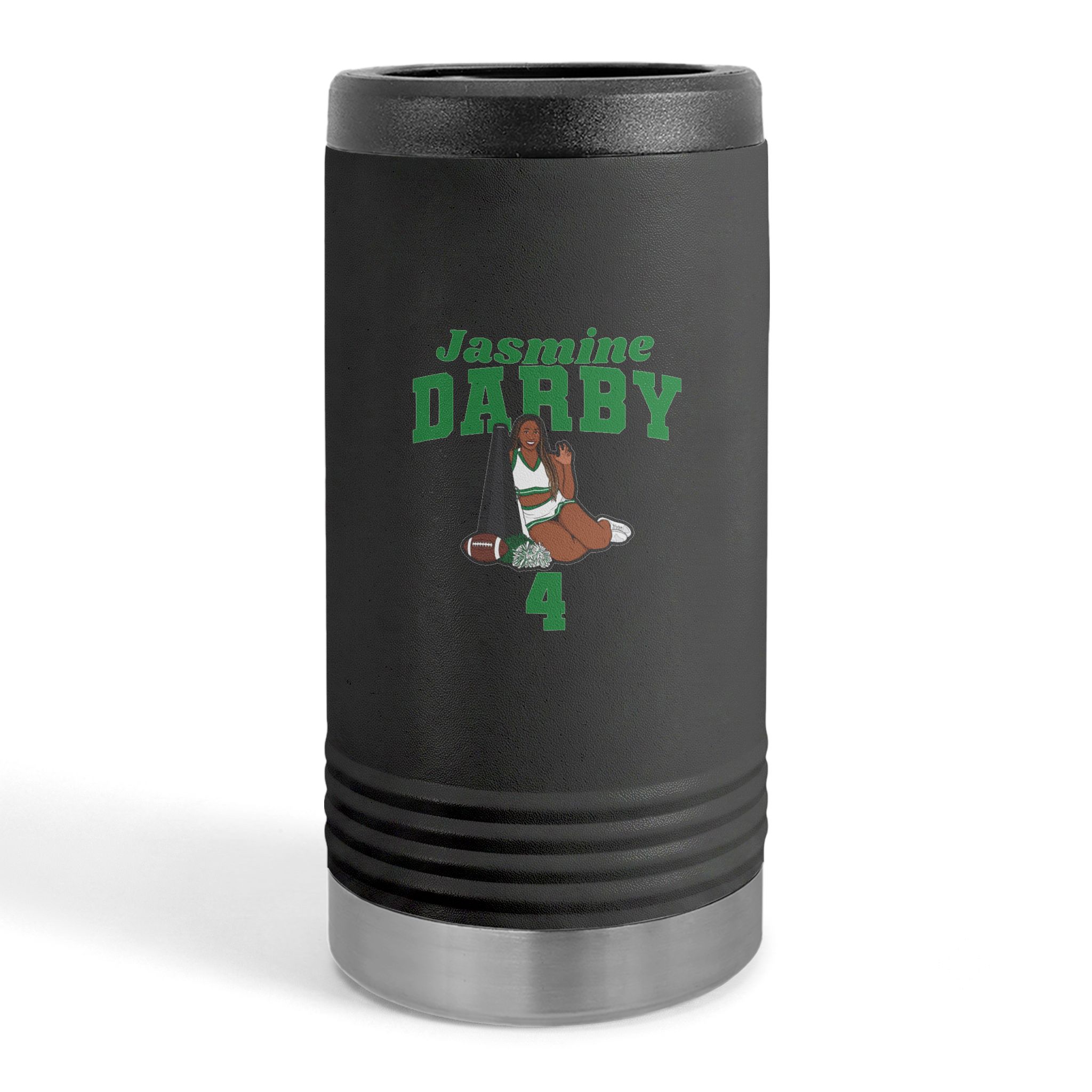 Slim Stainless Can Cooler — character_signature_arch in Black