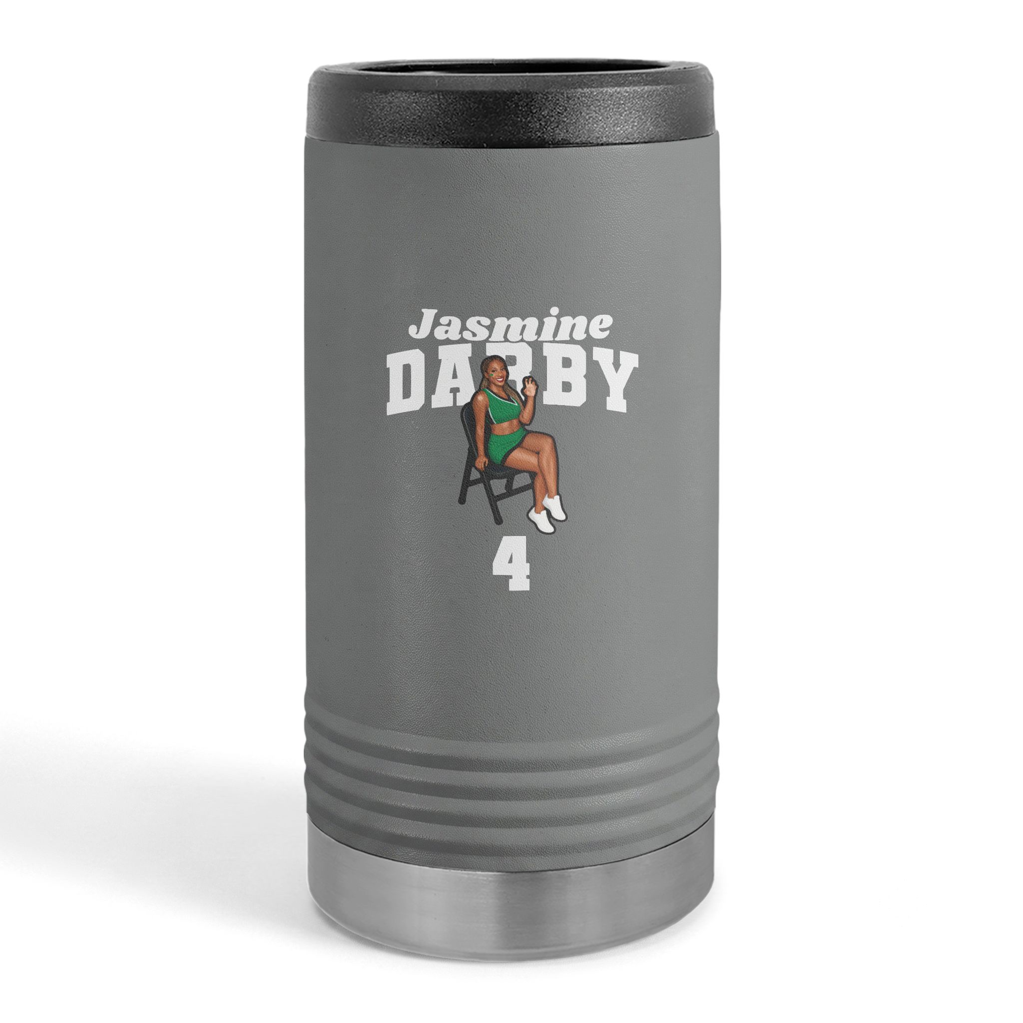 Slim Stainless Can Cooler — character_signature_arch in Grey