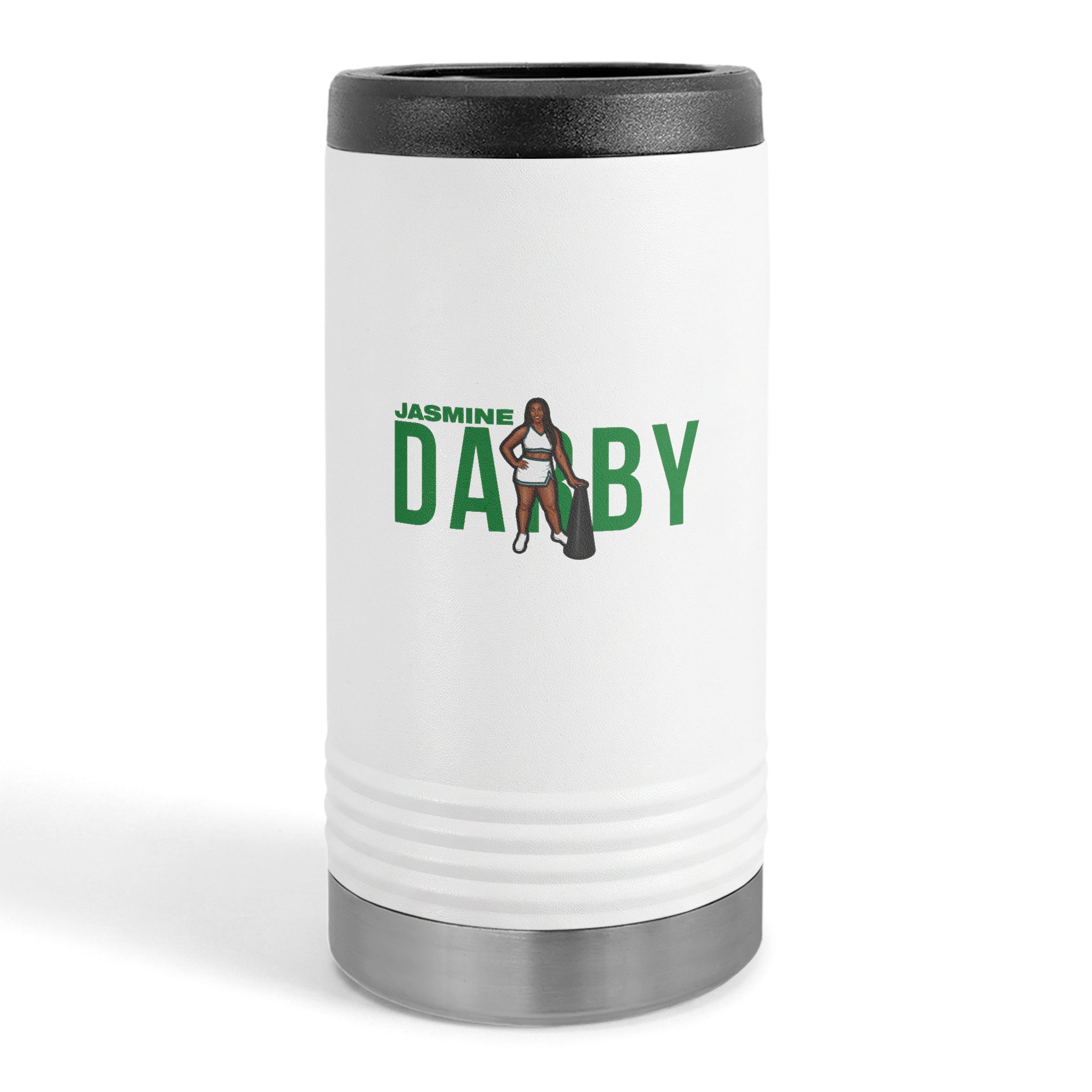 Slim Stainless Can Cooler — character_player_name in White