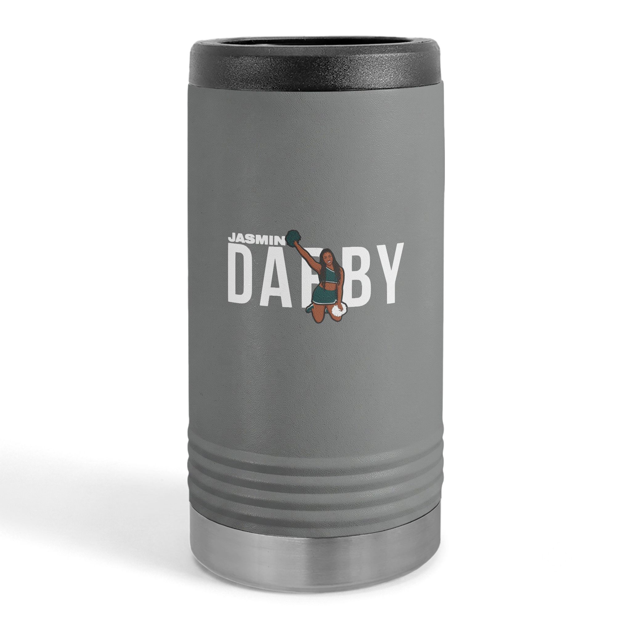 Slim Stainless Can Cooler — character_player_name in Grey