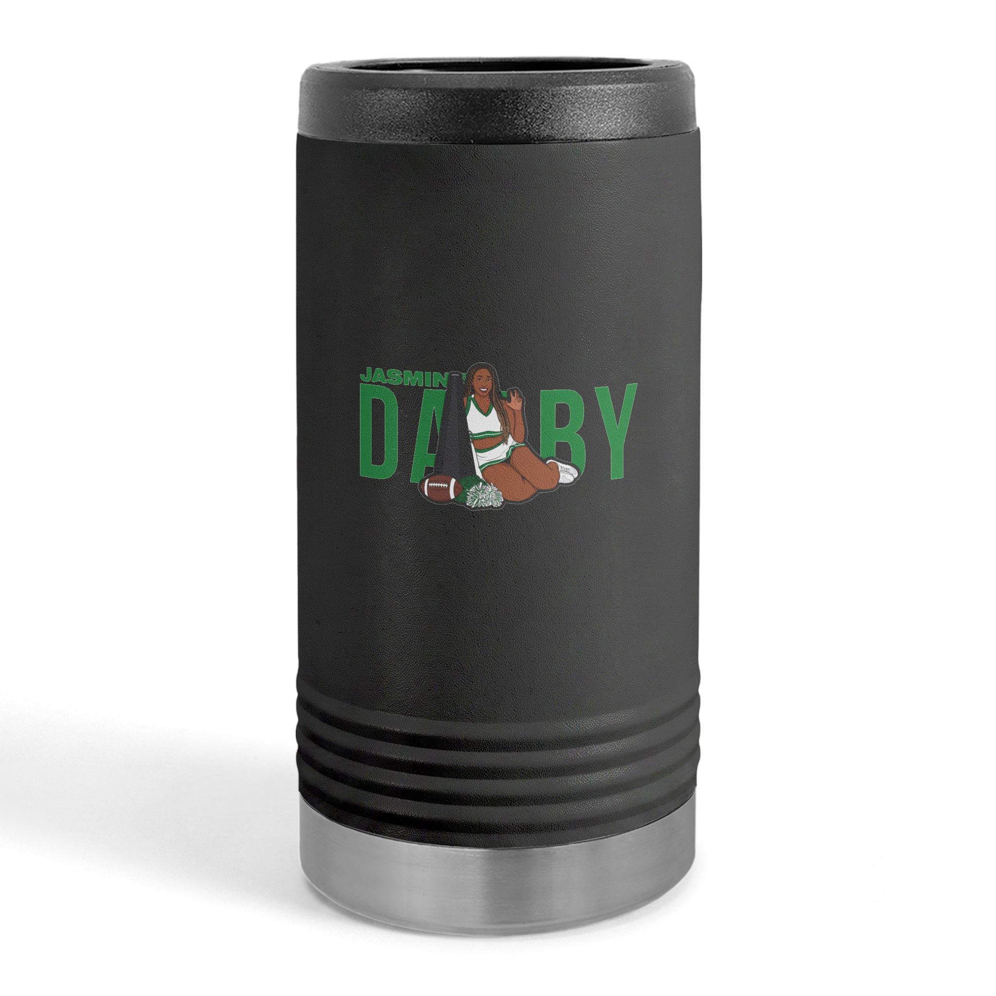 Slim Stainless Can Cooler — character_player_name in Black