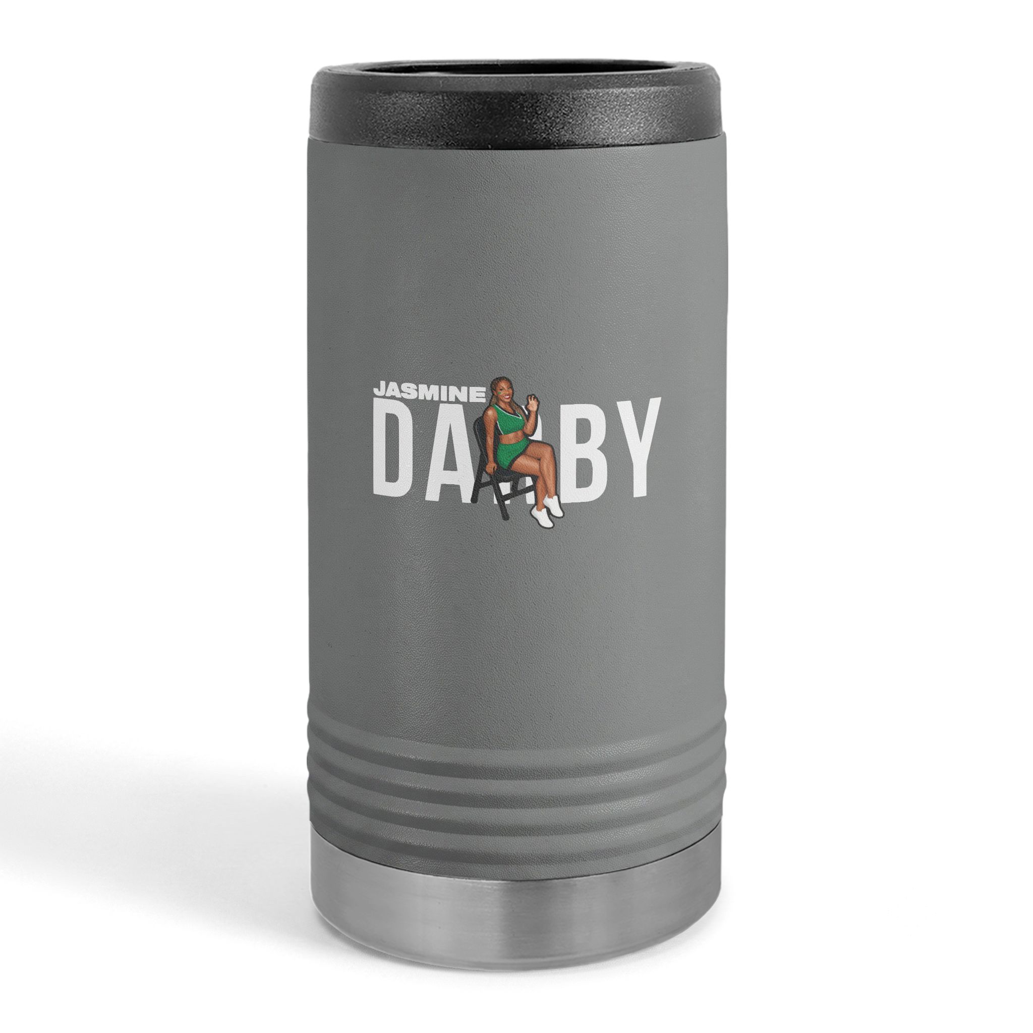 Slim Stainless Can Cooler — character_player_name in Grey