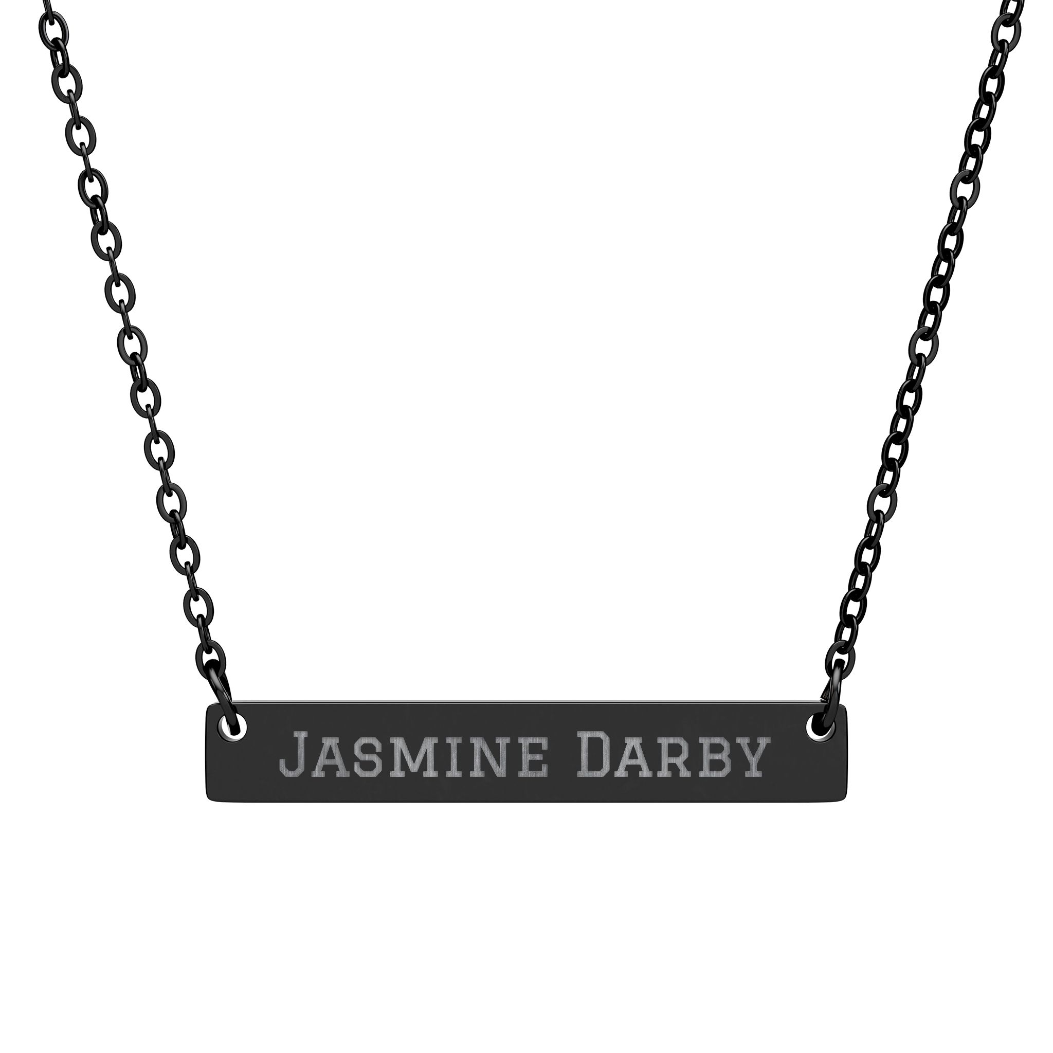Engraved Bar Necklace — Classic in Black