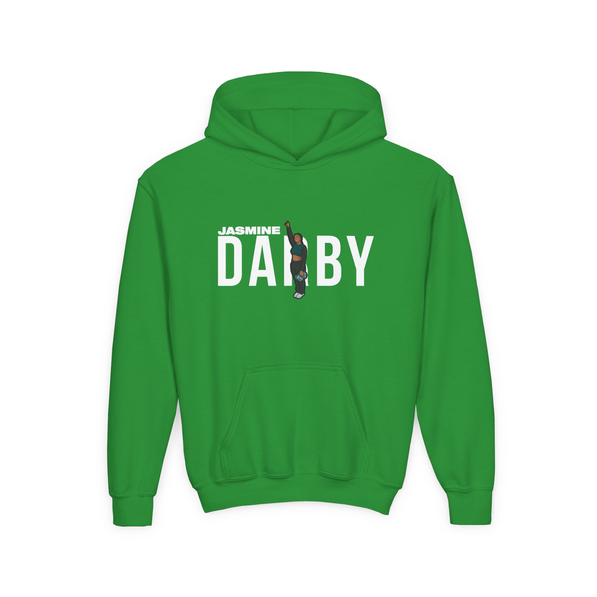 Youth Hoodie — character_player_name in Green