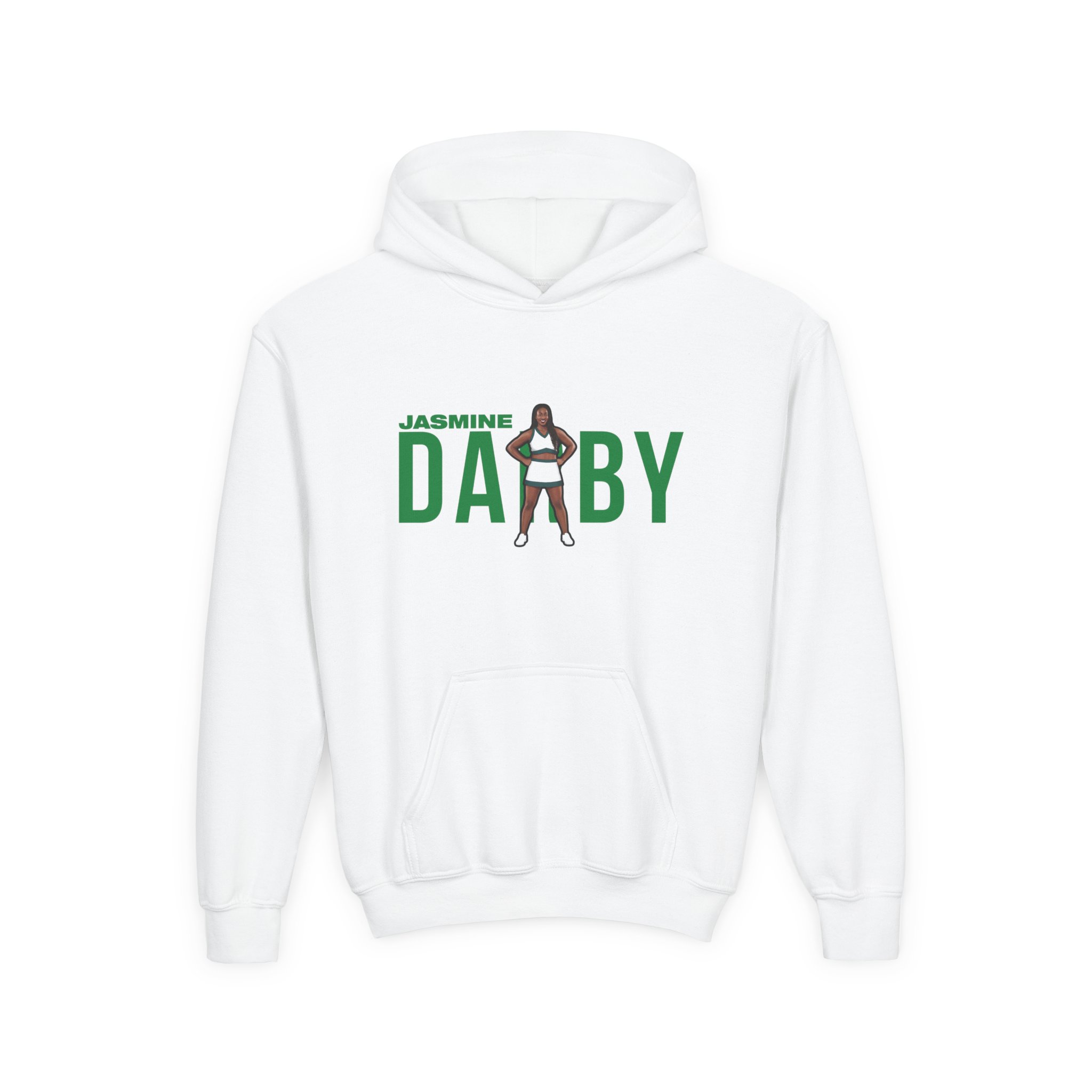 Youth Hoodie — character_player_name in White