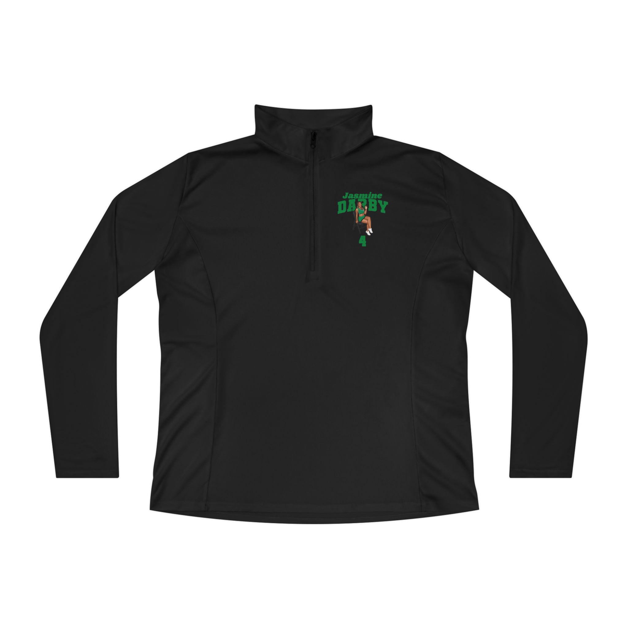 Women's Q-Zip Pullover — character_signature_arch in Black