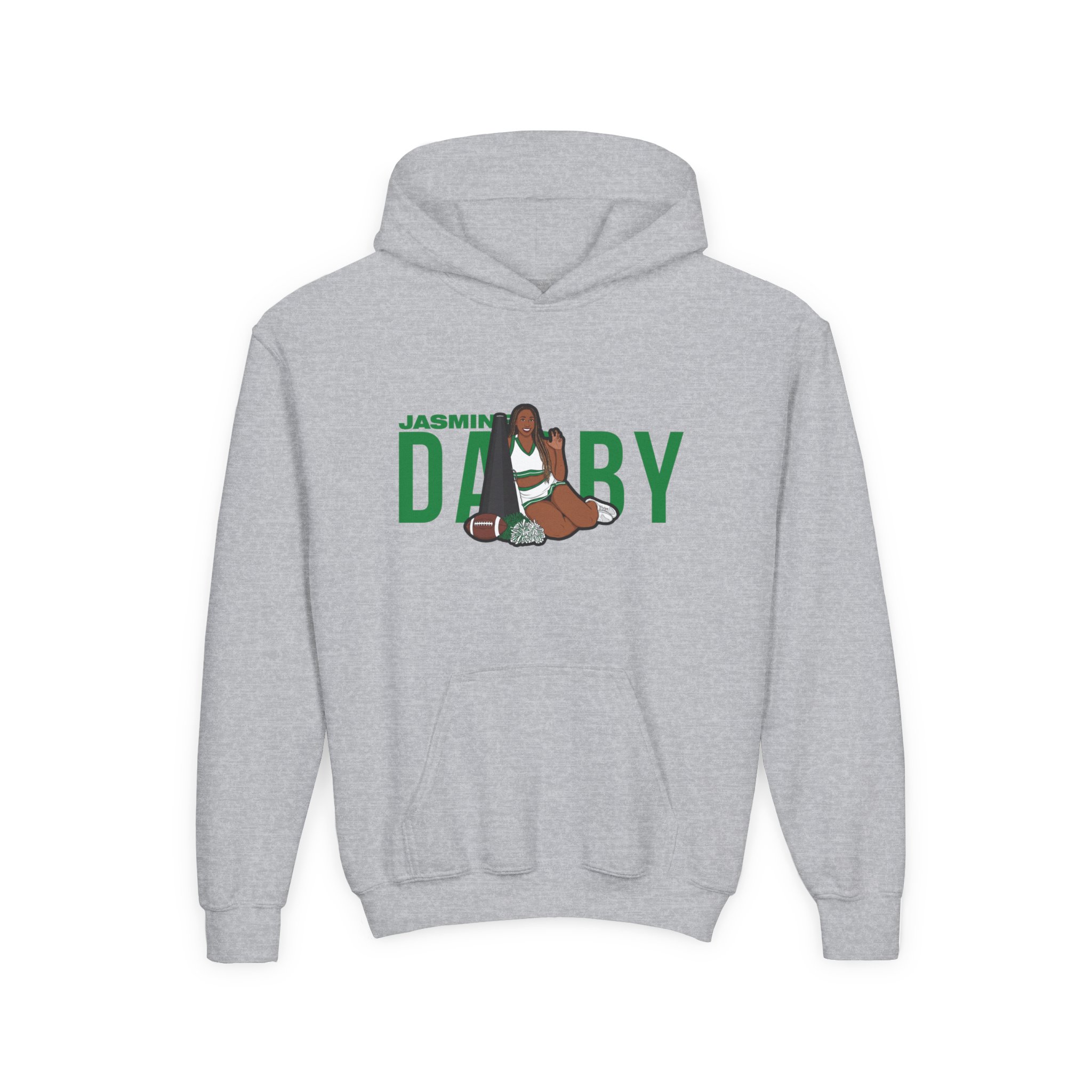 Youth Hoodie — character_player_name in Grey