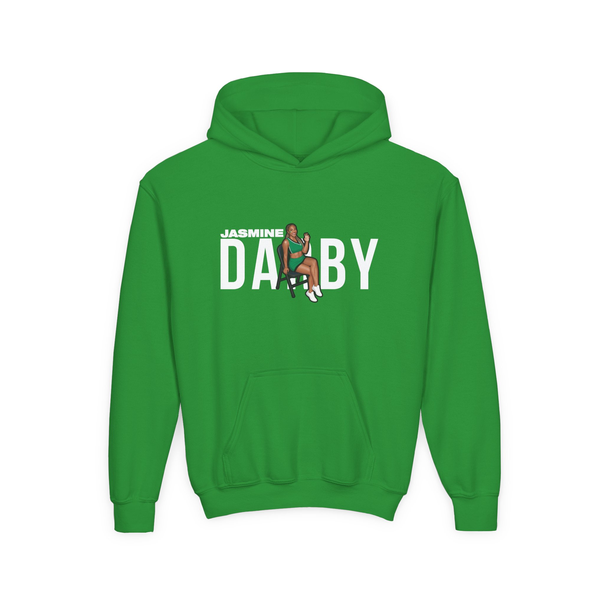 Youth Hoodie — character_player_name in Green