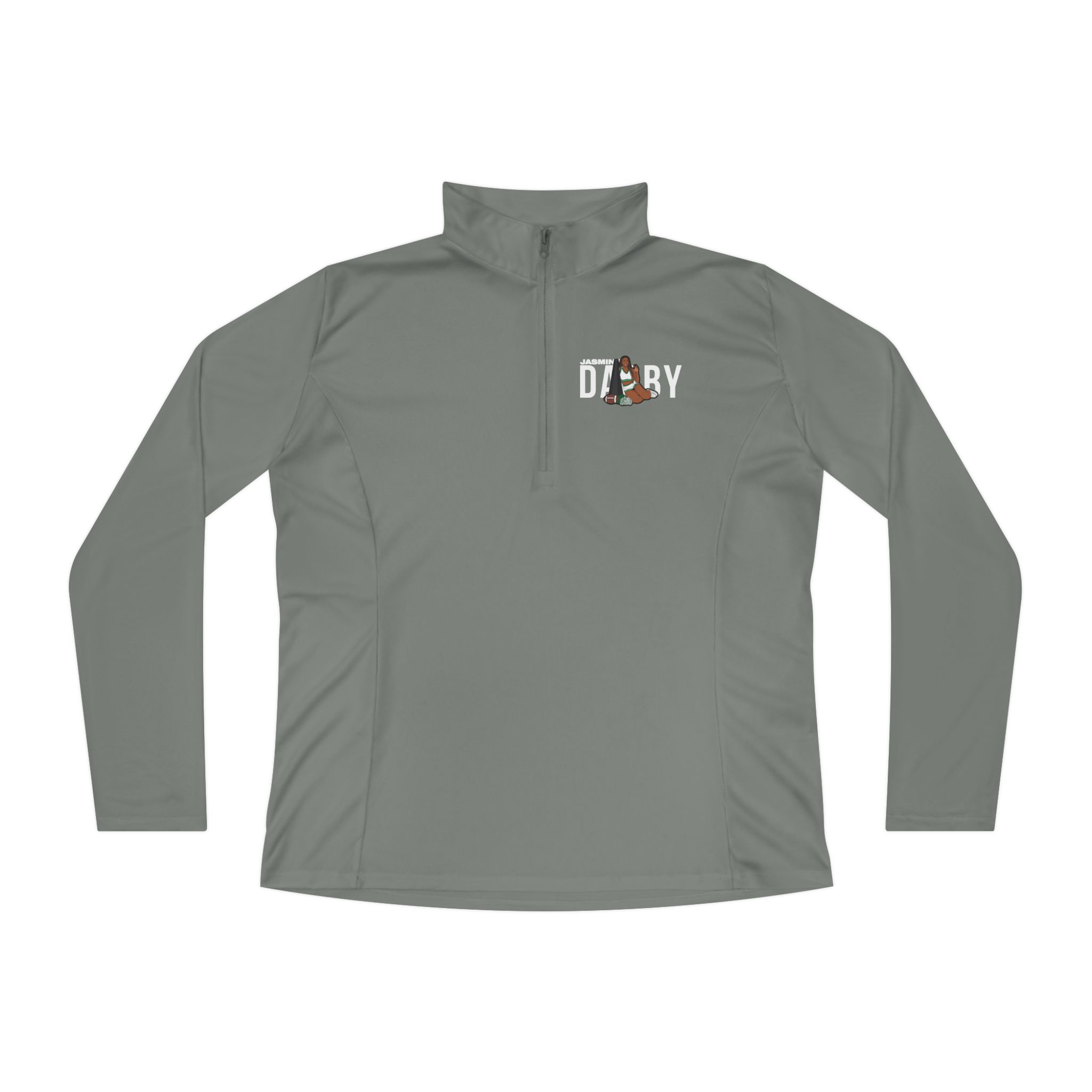 Women's Q-Zip Pullover — character_player_name in Grey