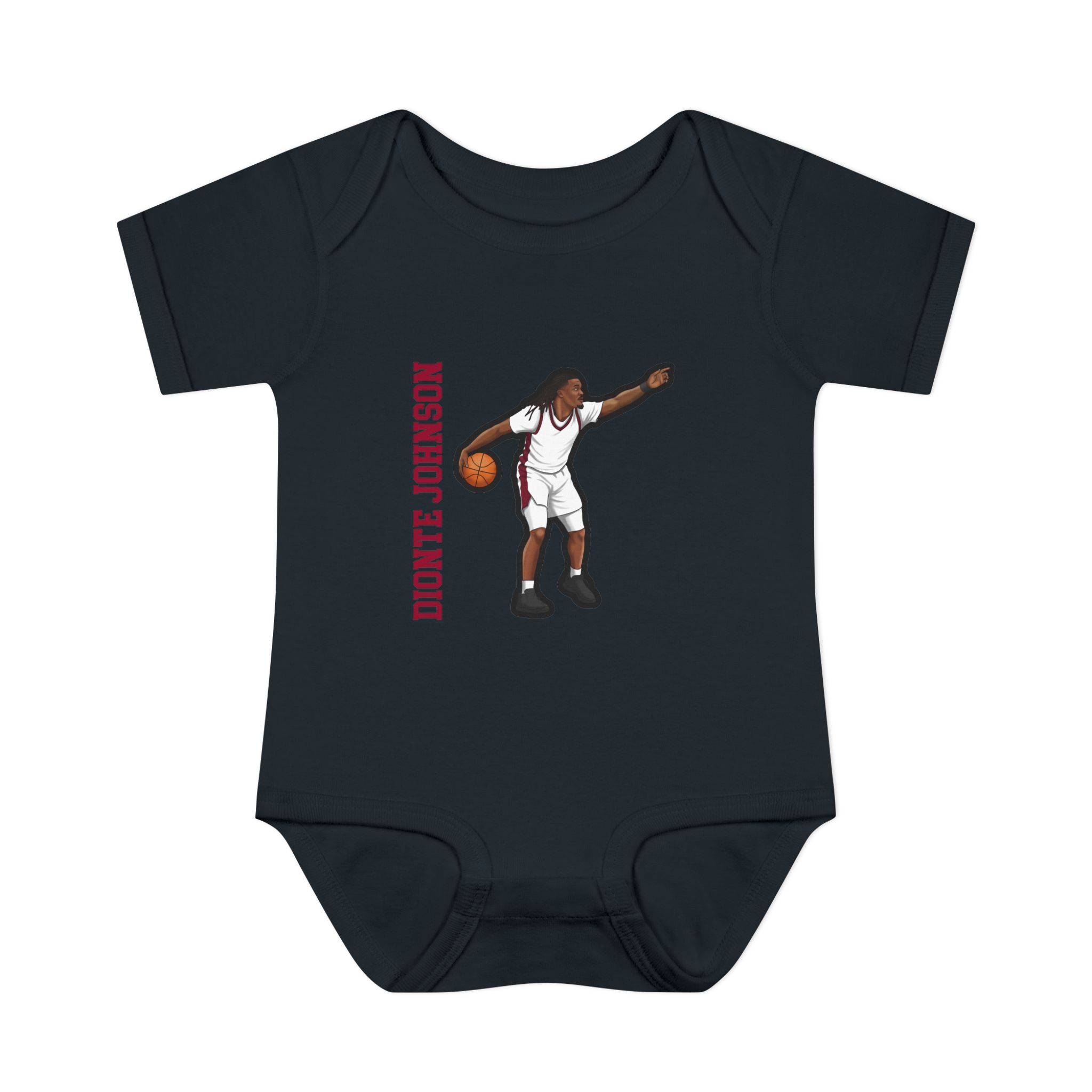 Baby Onesie — character_name_vertical in Black