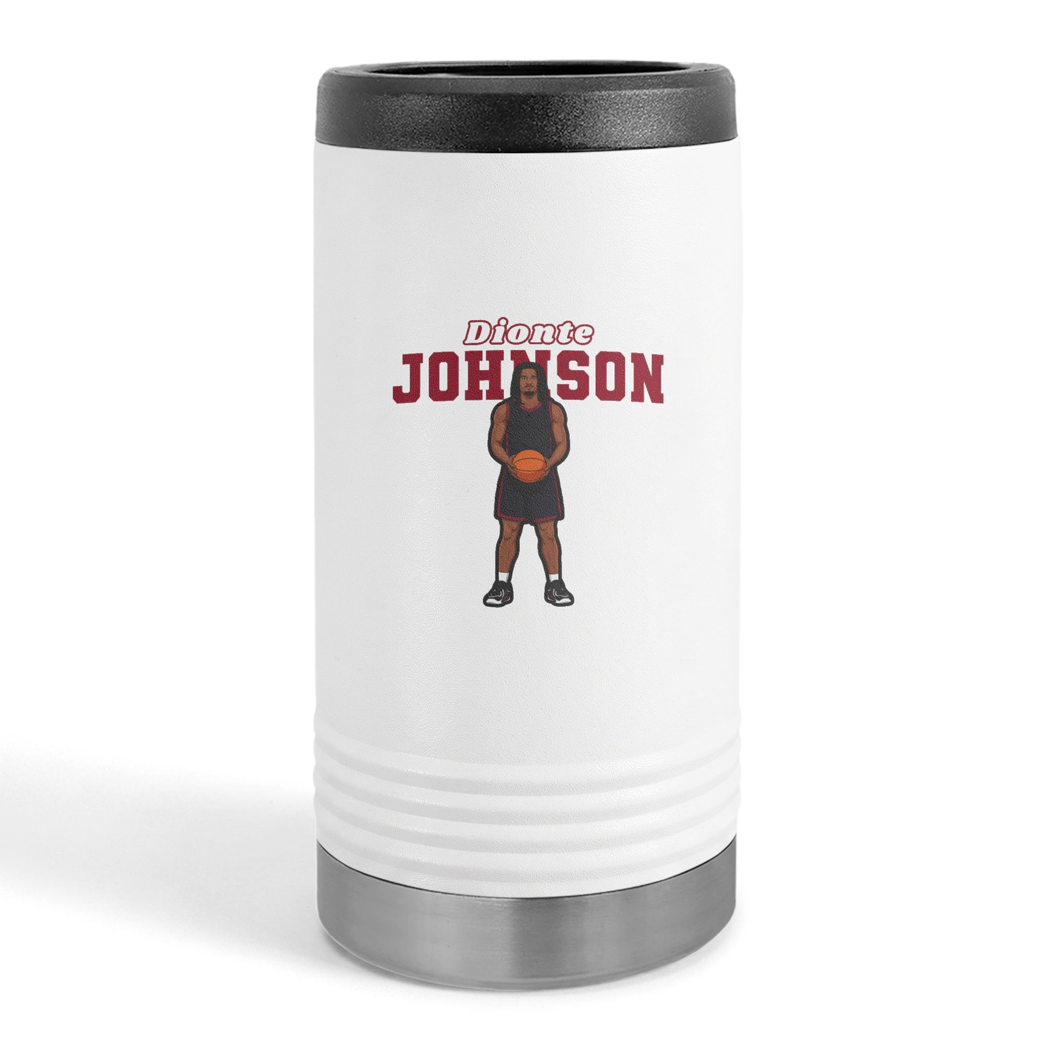 Slim Stainless Can Cooler — character_name_arch in White