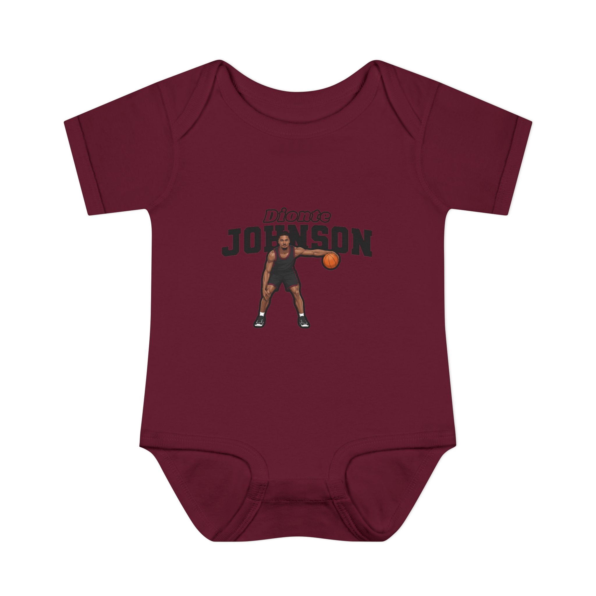 Baby Onesie — character_name_arch in Maroon