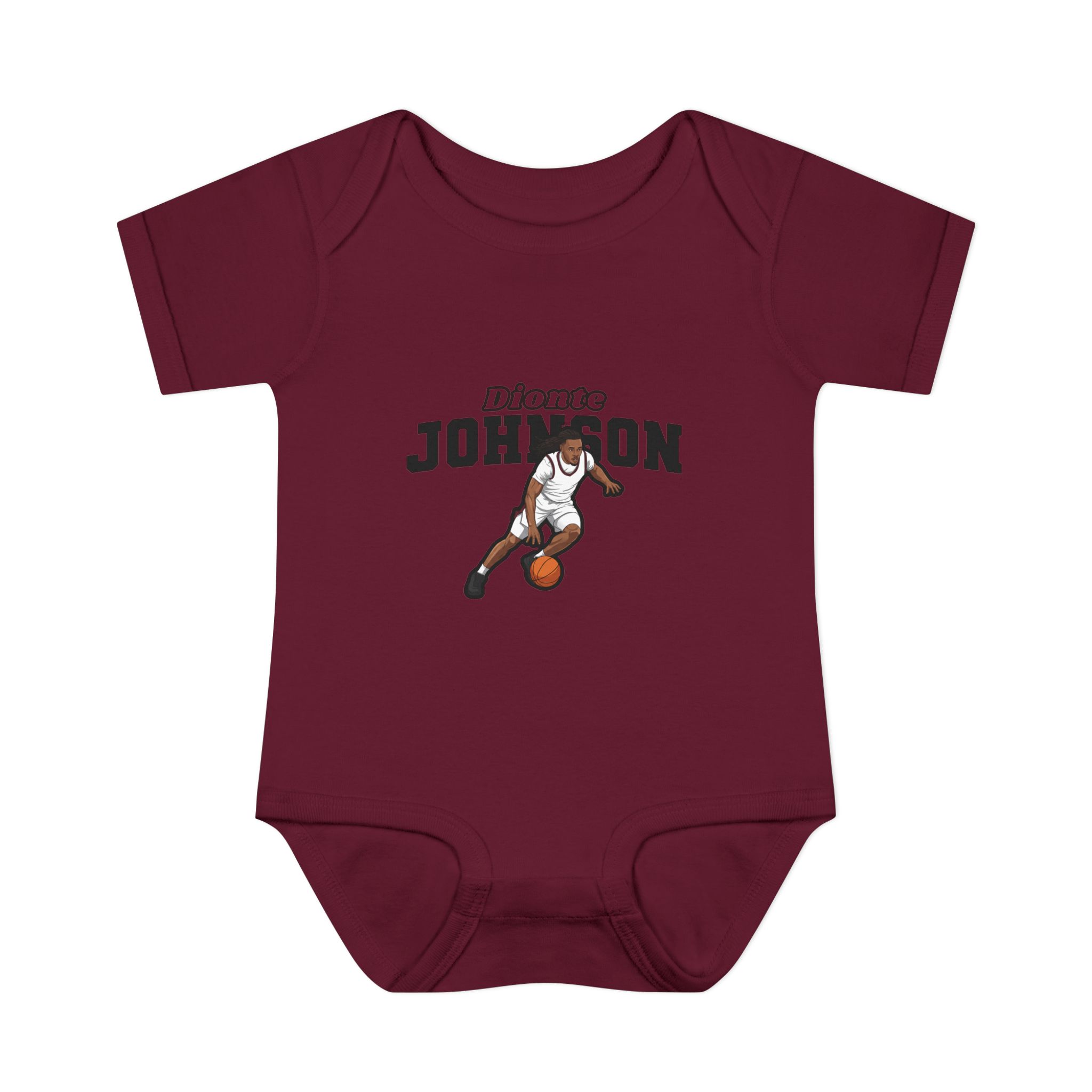 Baby Onesie — character_name_arch in Maroon