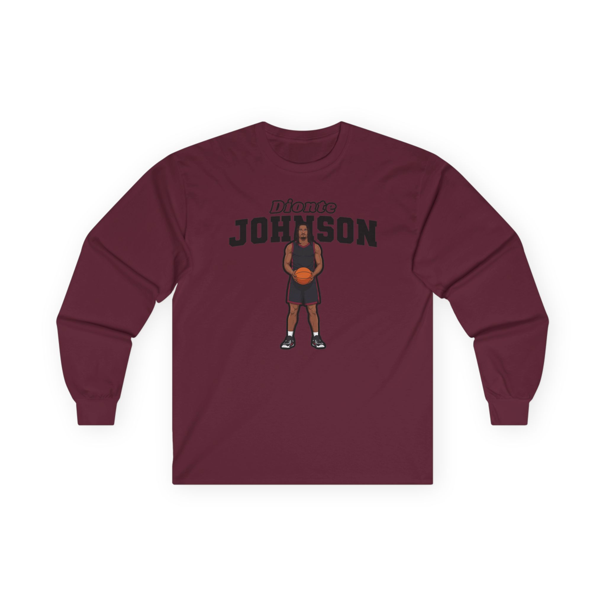 Long Sleeve Tee — character_name_arch in Maroon