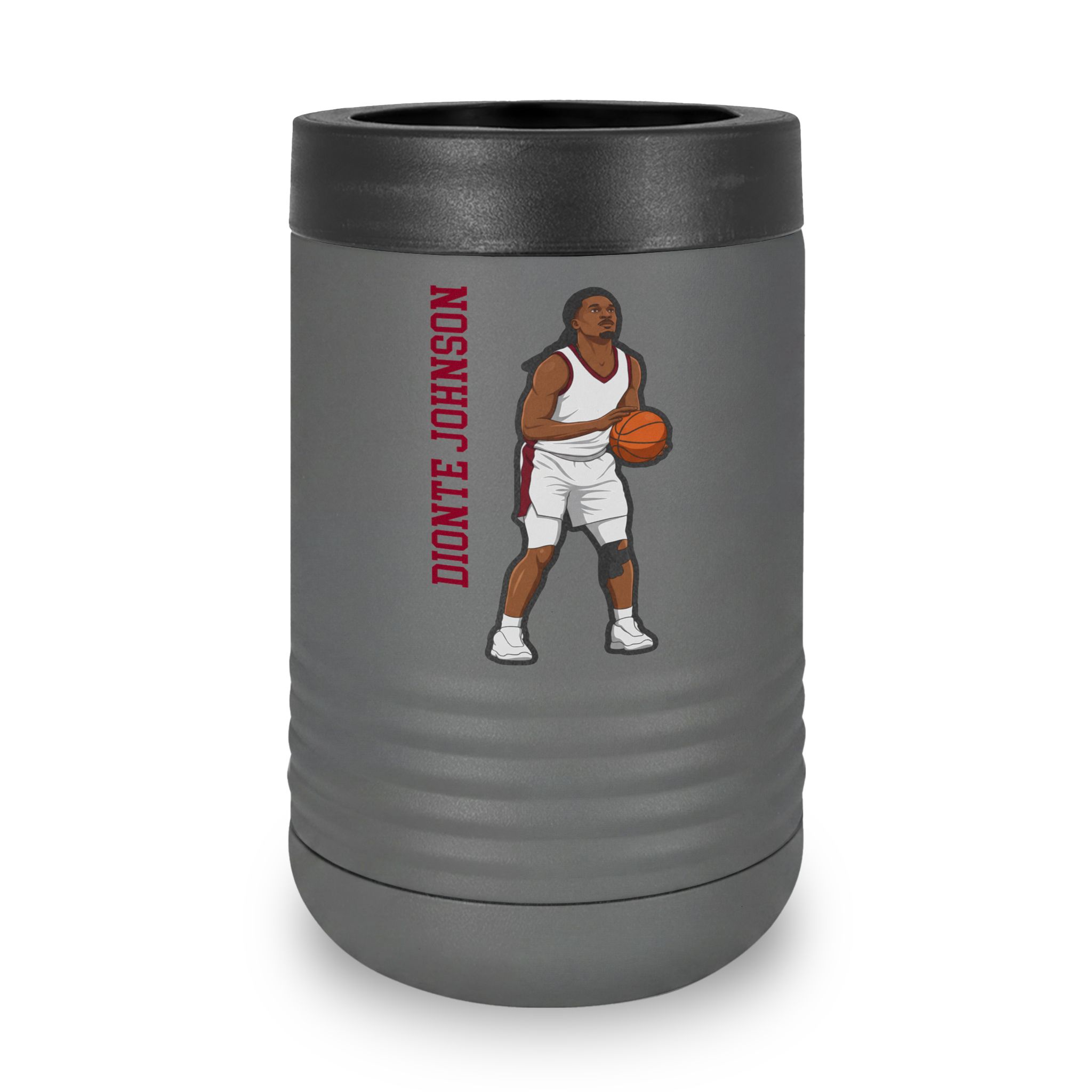 Stainless Can Cooler — character_name_vertical in Grey