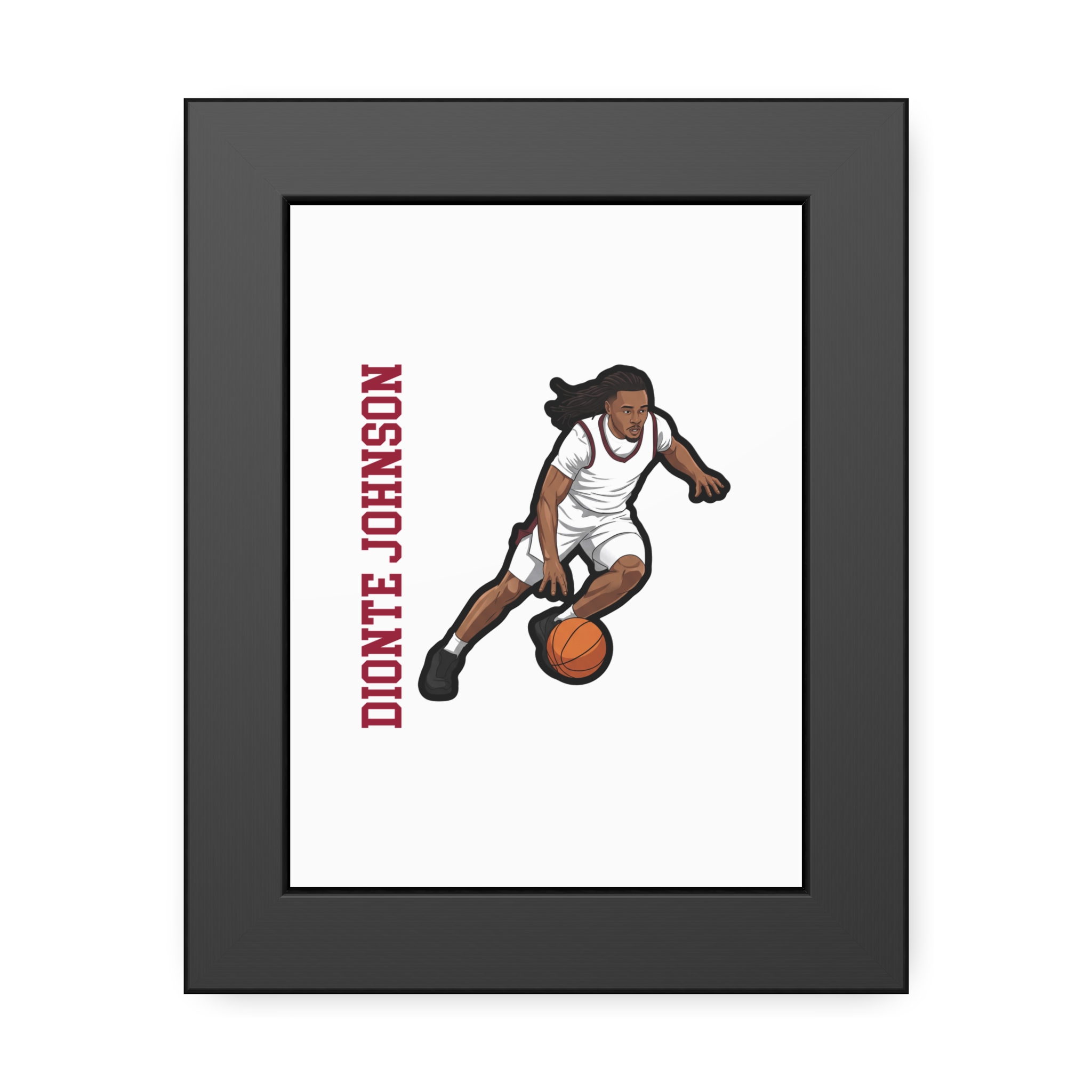 Framed Poster — character_name_vertical in Black
