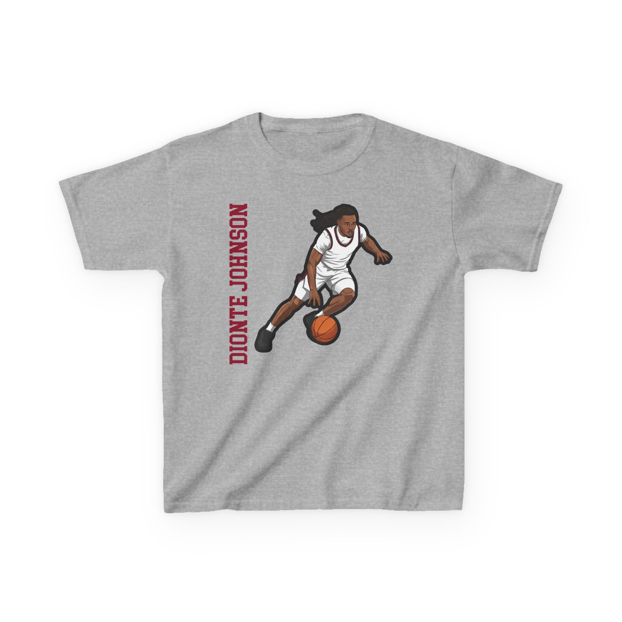 Youth Tee — character_name_vertical in Grey