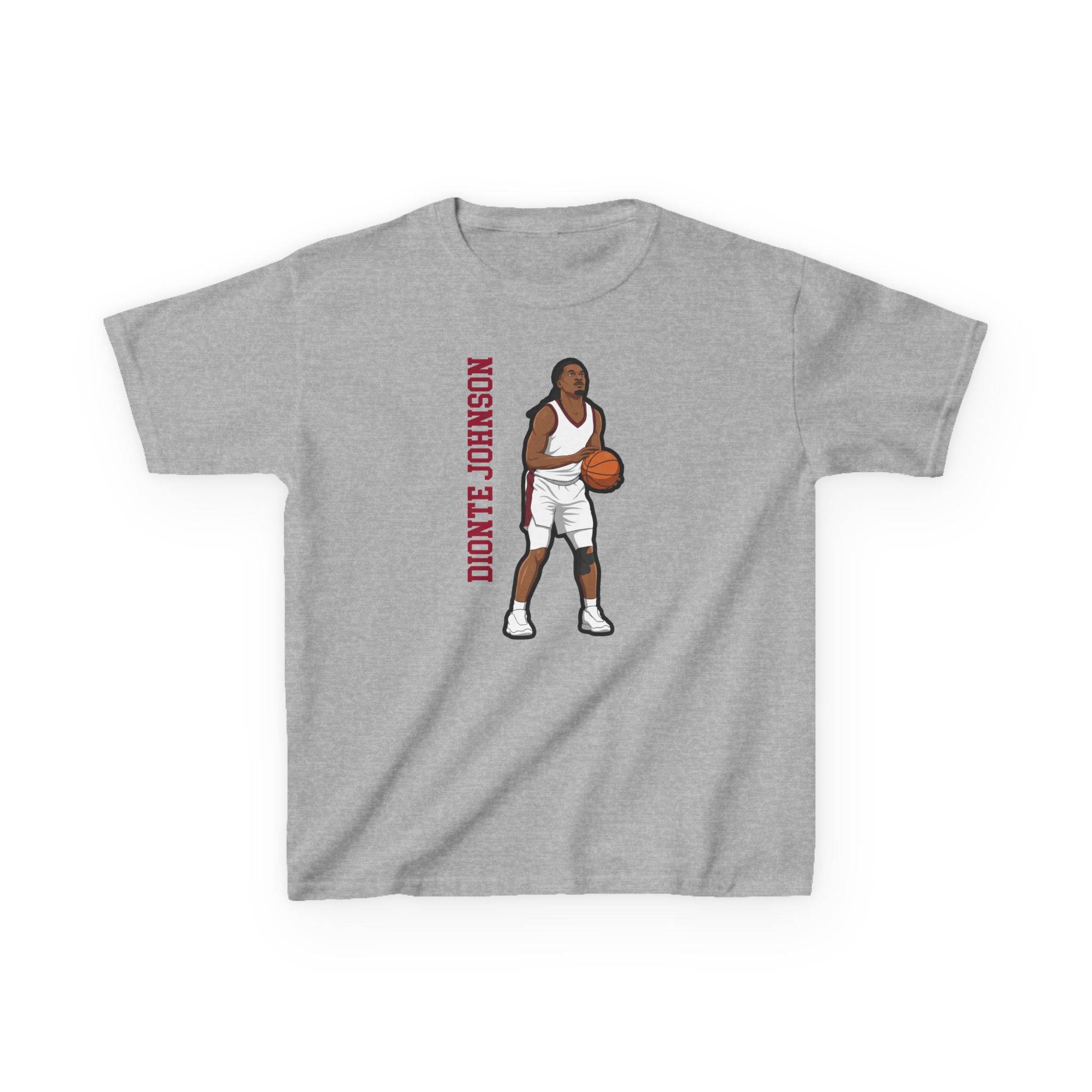 Youth Tee — character_name_vertical in Grey