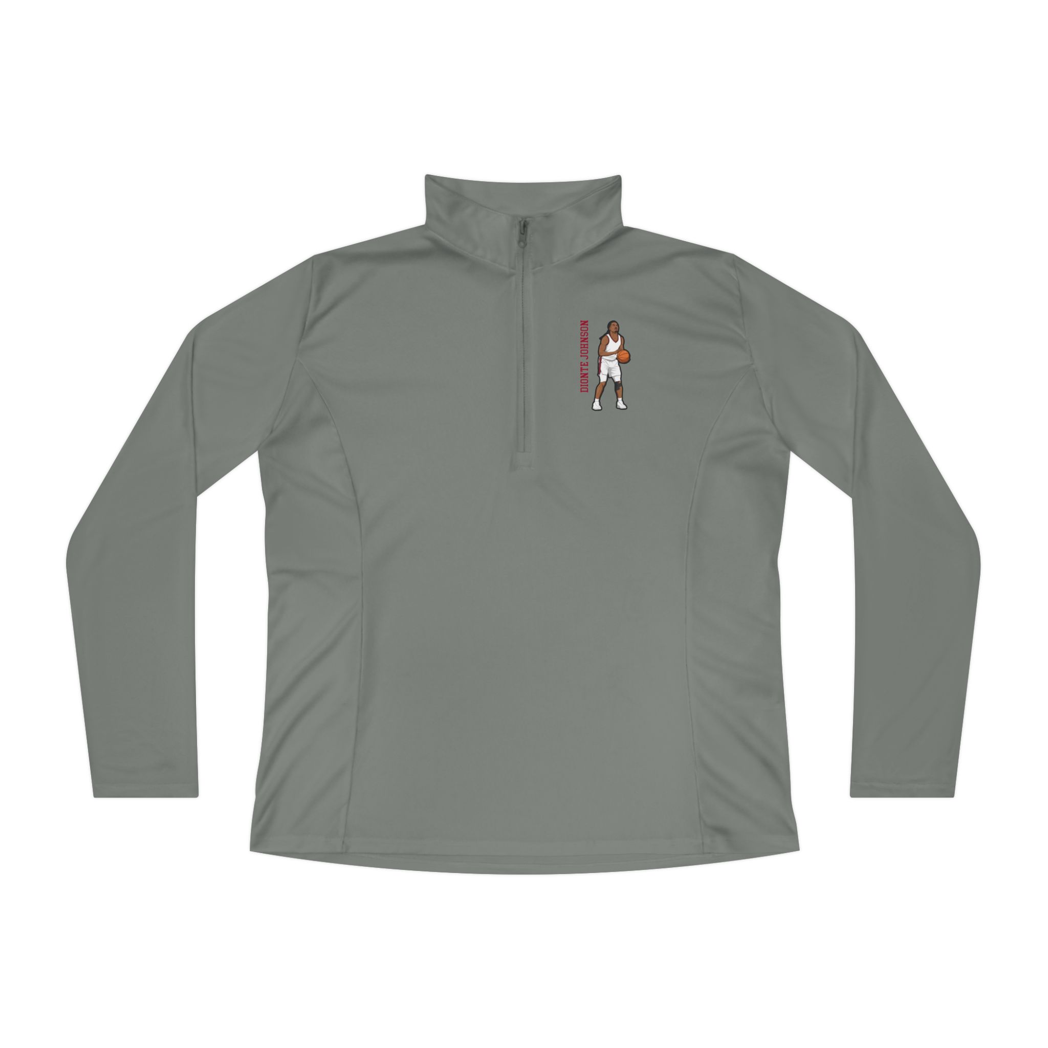 Women's Q-Zip Pullover — character_name_vertical in Grey