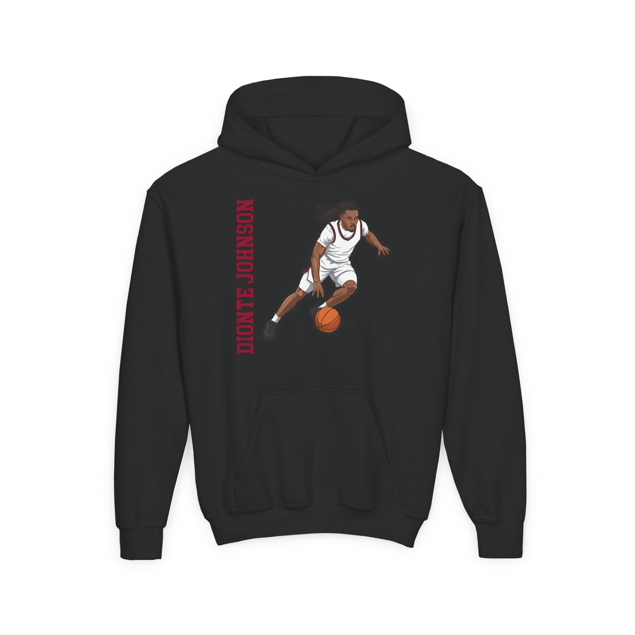 Youth Hoodie — character_name_vertical in Black