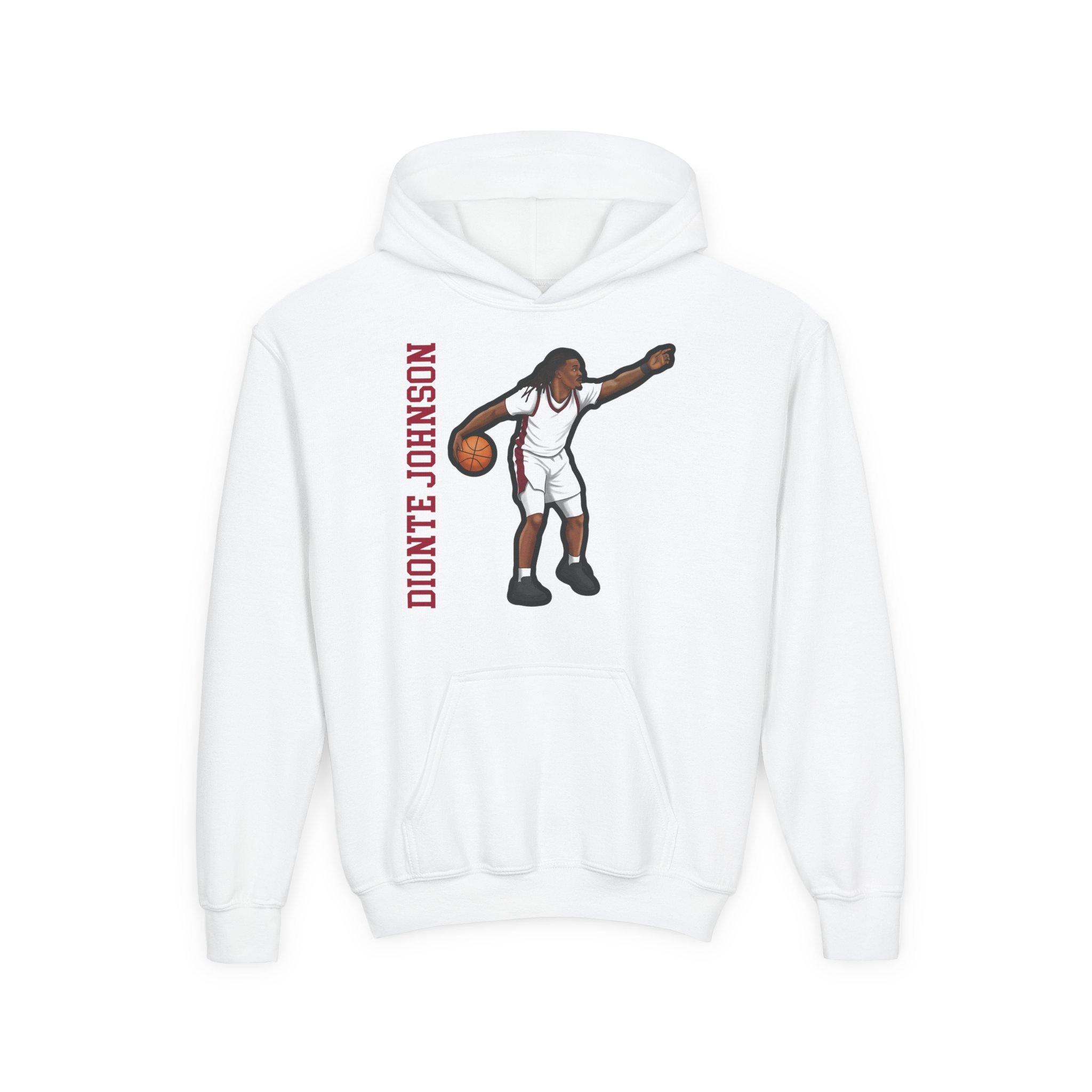 Youth Hoodie — character_name_vertical in White