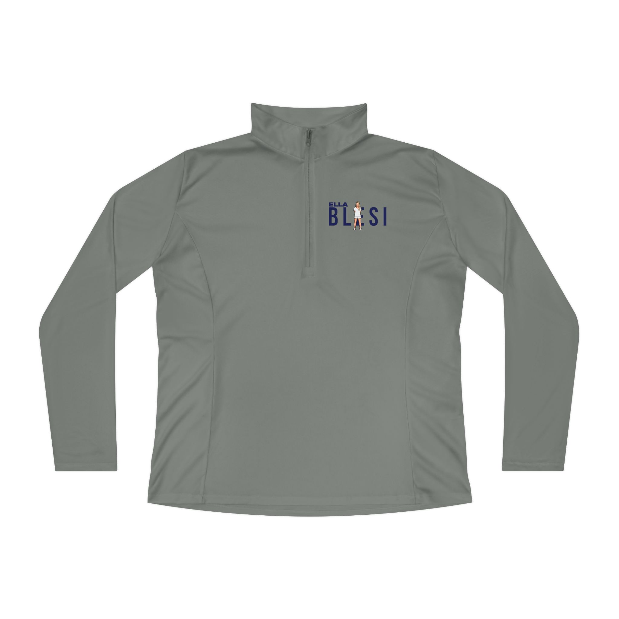 Women's Q-Zip Pullover — character_player_name in Grey