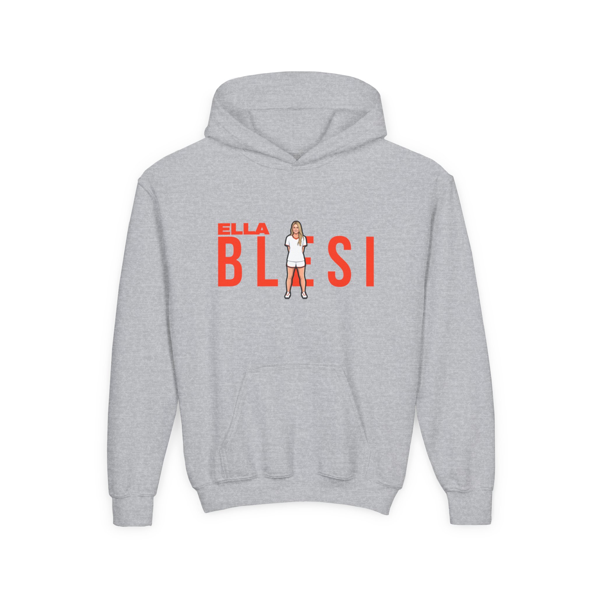 Youth Hoodie — character_player_name in Grey