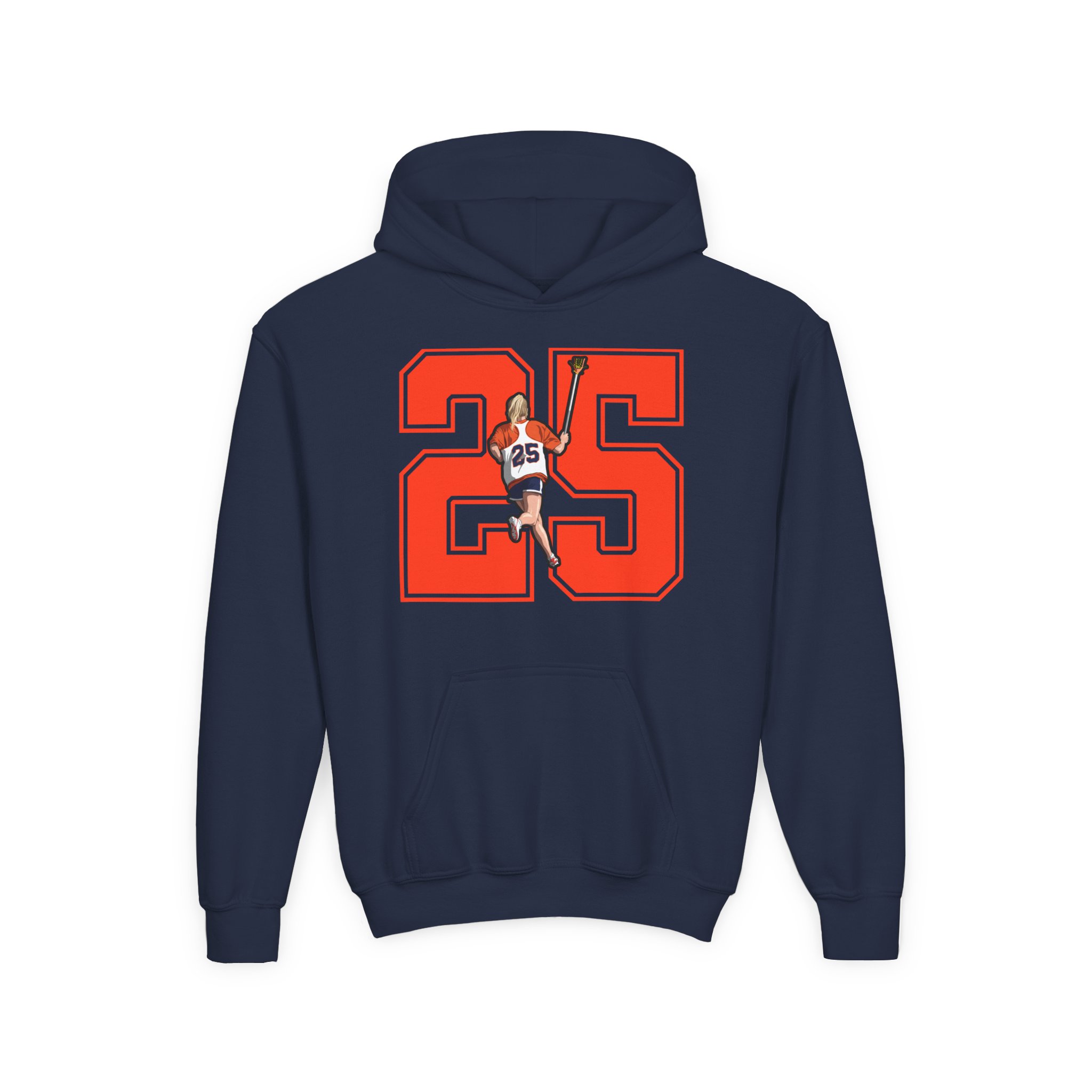 Youth Hoodie — character_number in Navy