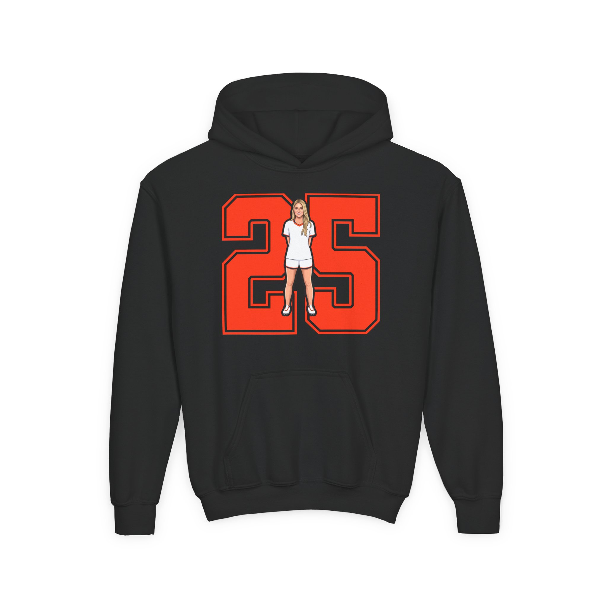 Youth Hoodie — character_number in Black
