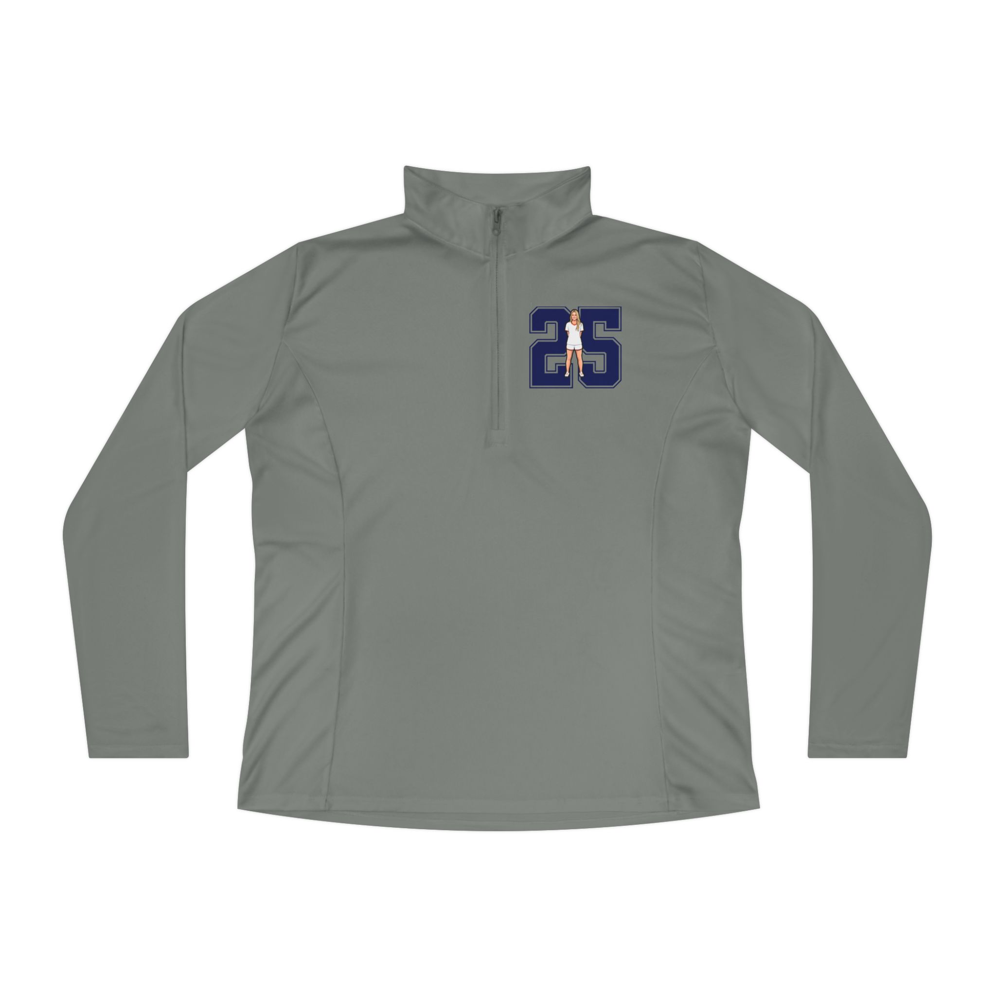 Women's Q-Zip Pullover — character_number in Grey