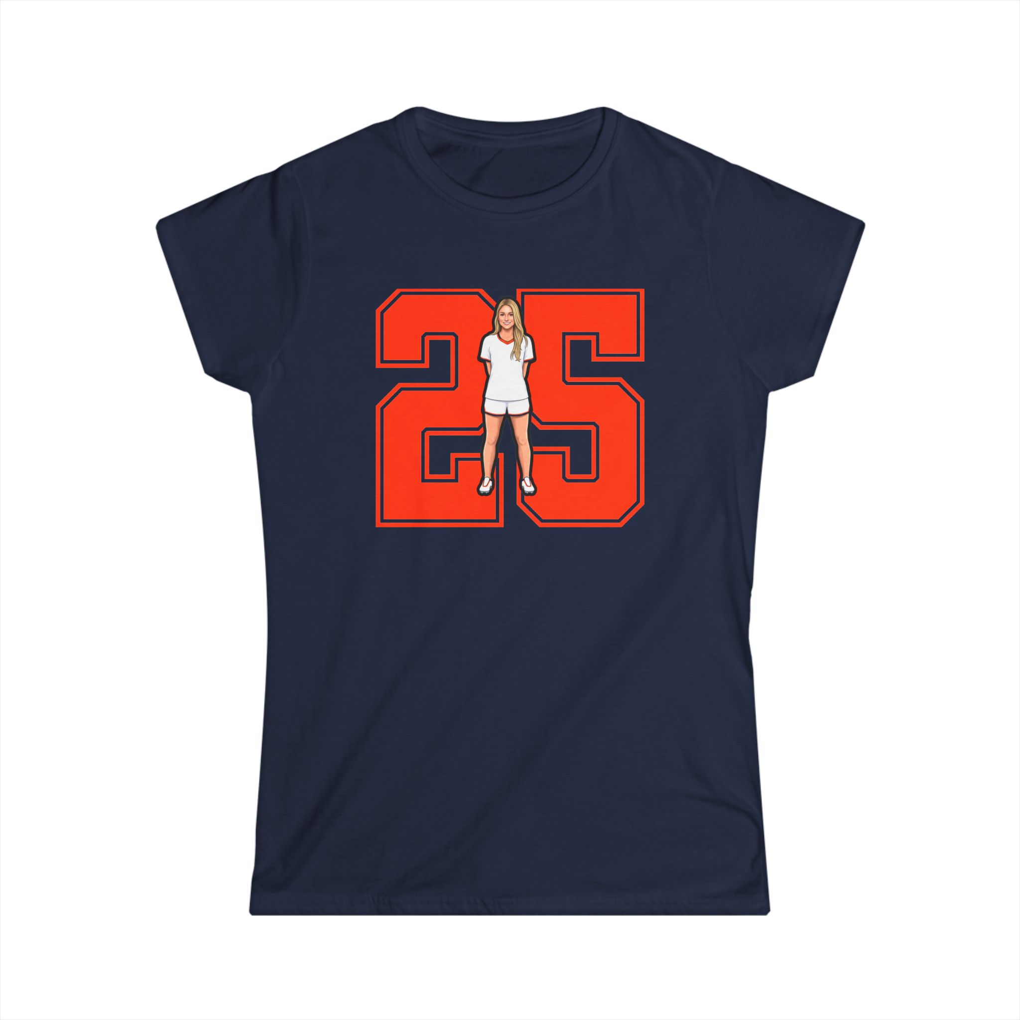 Women's Softstyle Tee — character_number in Navy