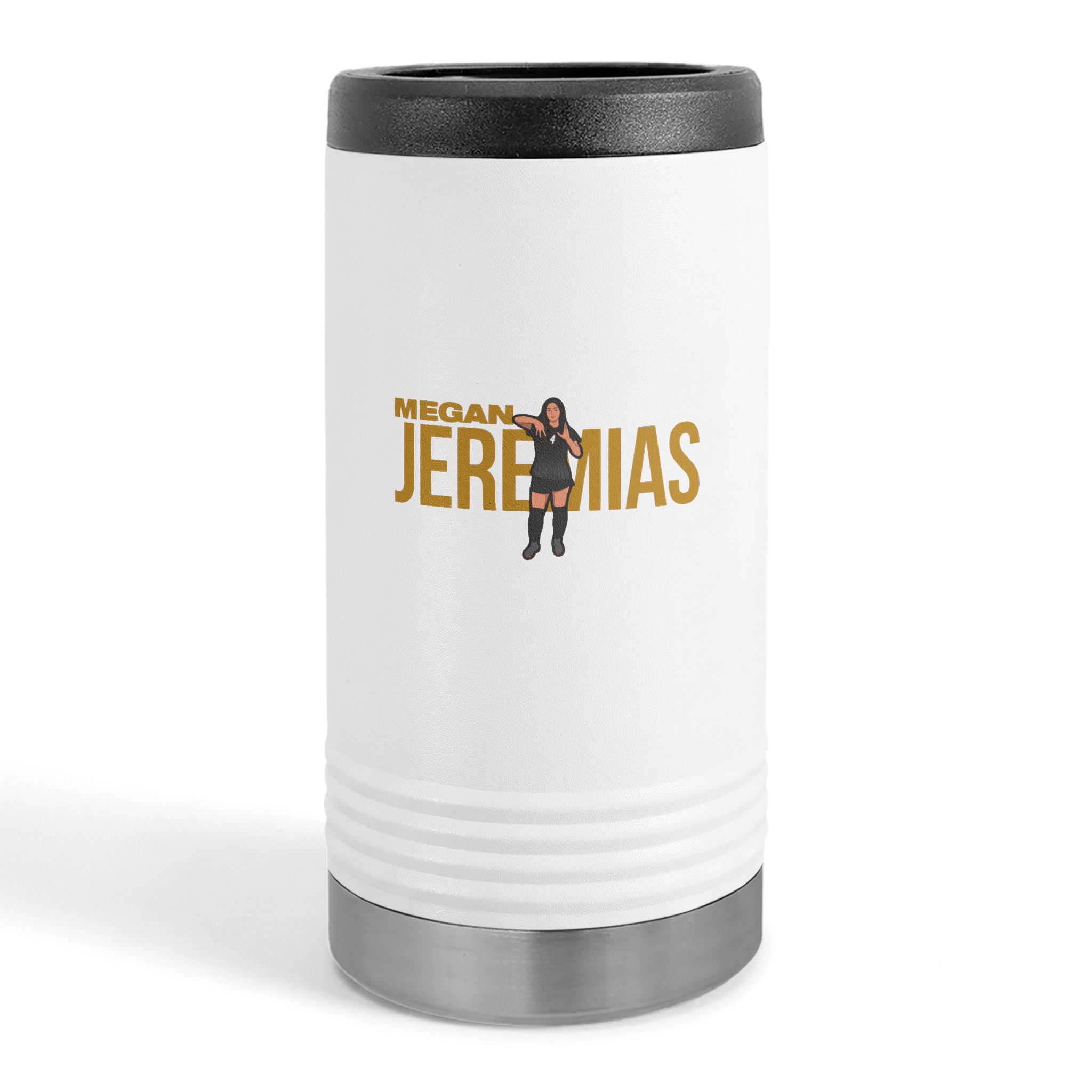 Slim Stainless Can Cooler — character_player_name in White