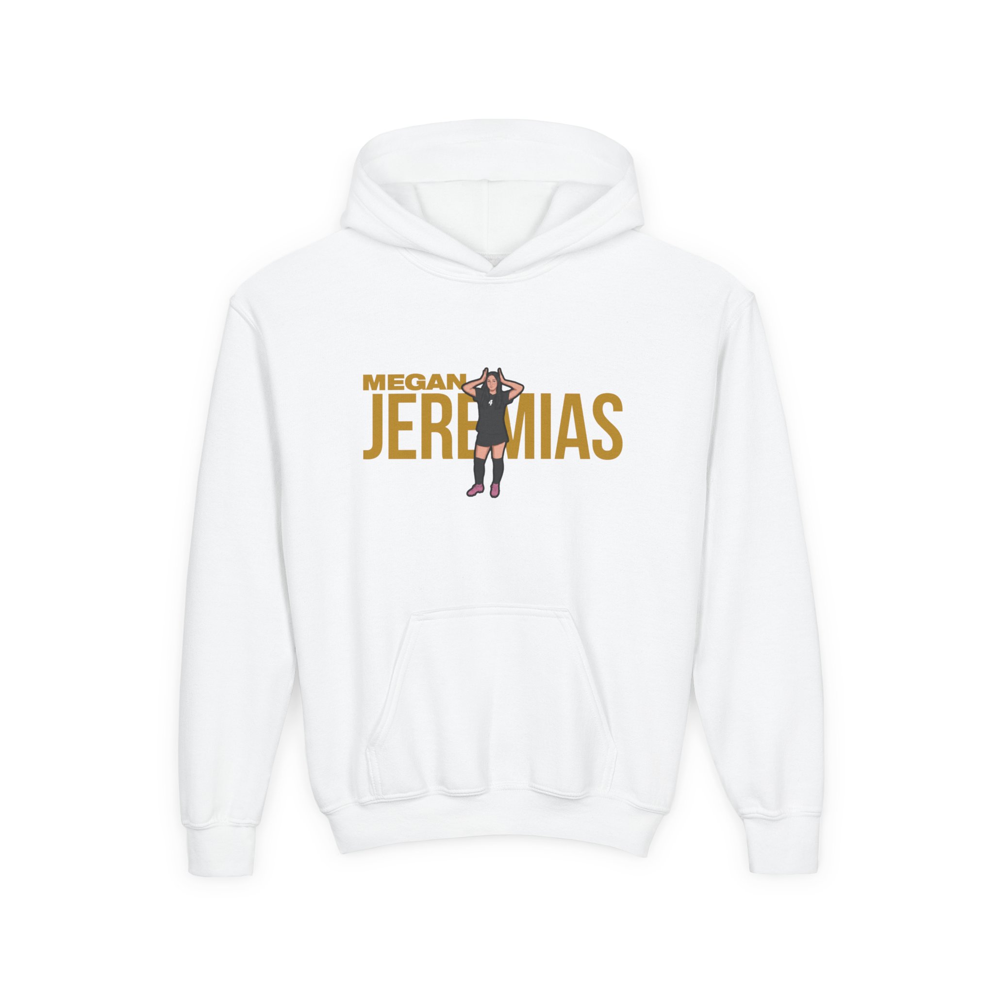 Youth Hoodie — character_player_name in White