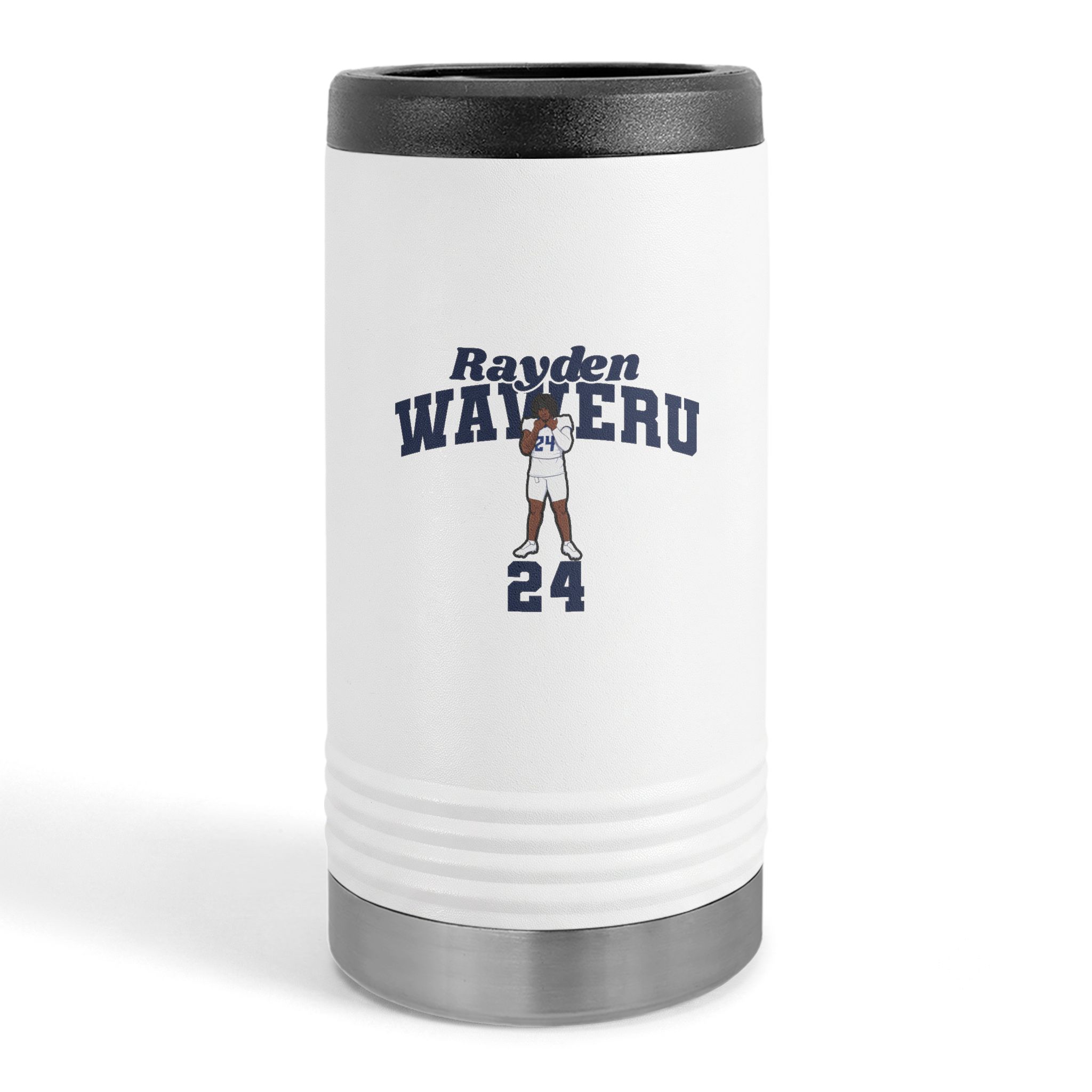 Slim Stainless Can Cooler — character_signature_arch in White