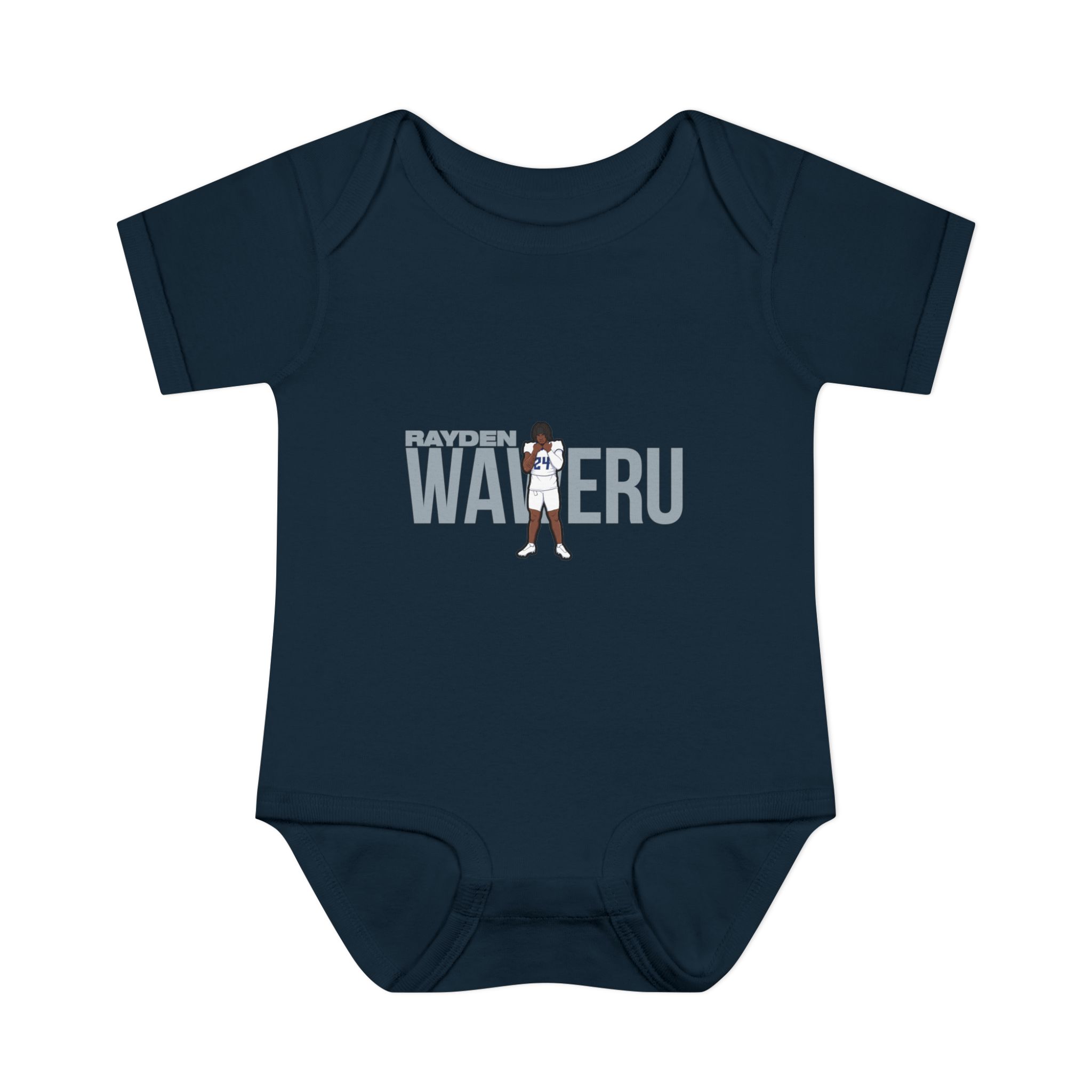 Baby Onesie — character_player_name in Navy